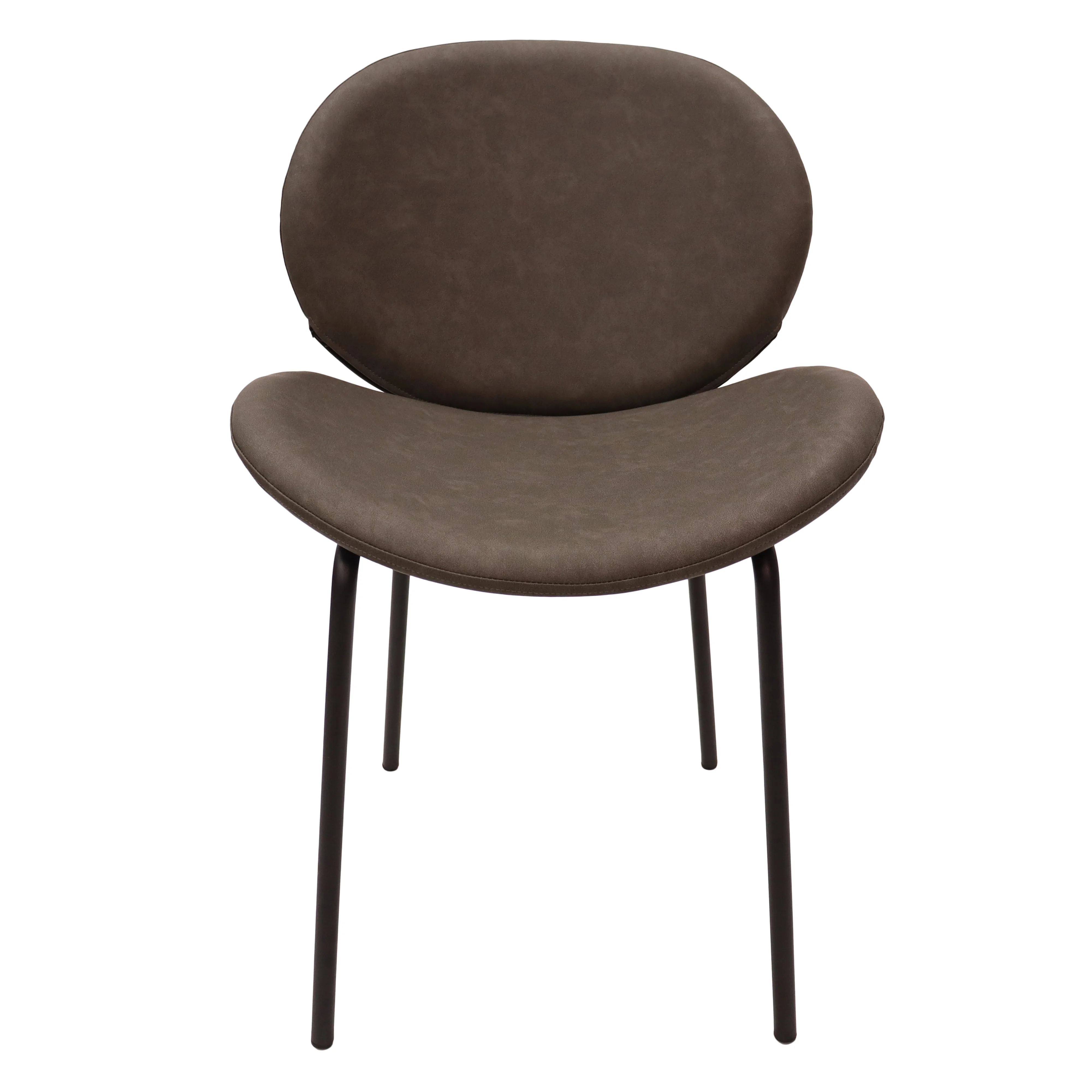 Servos Modern Dining Side Chair with Upholstered Faux Leather Seat and Powder Coated Iron Frame for Kitchen and Dining Room, Elephant Grey