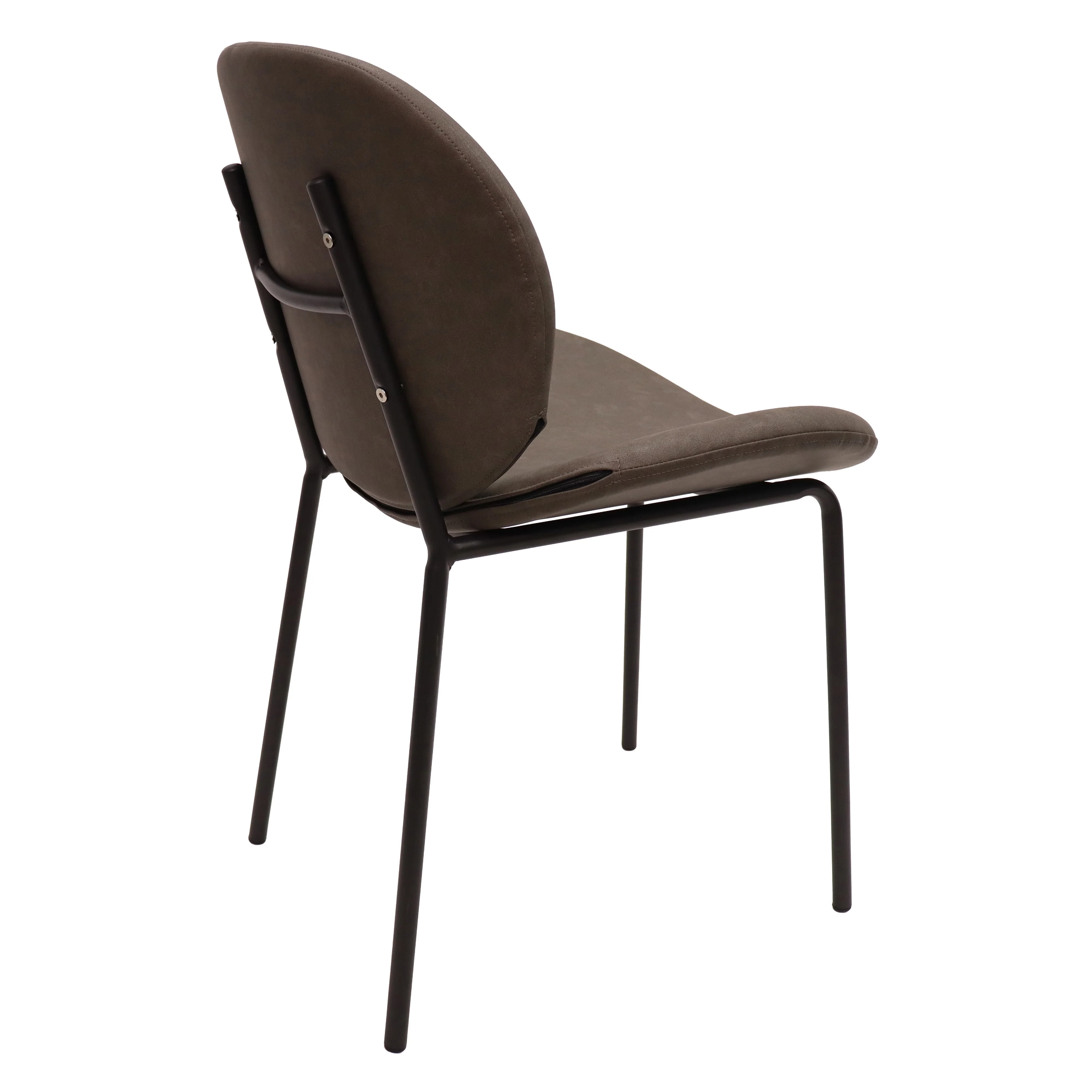 Servos Modern Dining Side Chair with Upholstered Faux Leather Seat and Powder Coated Iron Frame for Kitchen and Dining Room, Elephant Grey