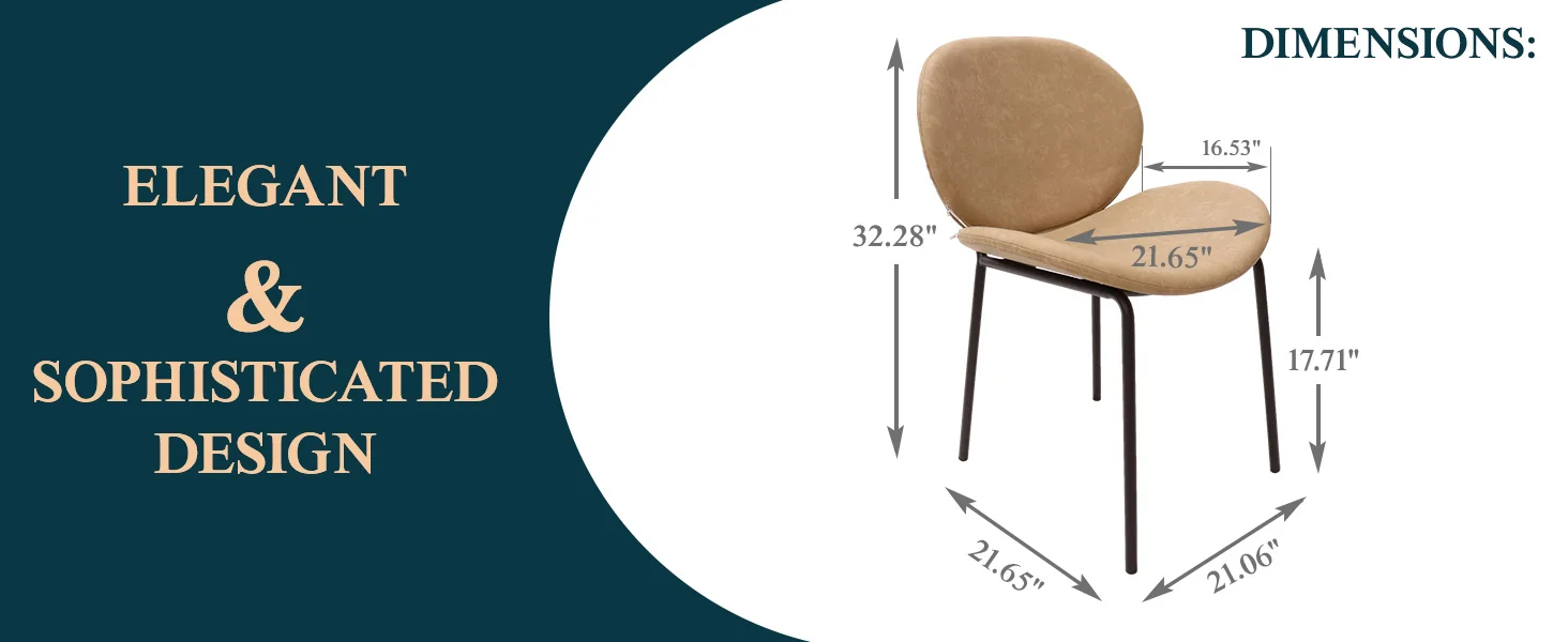 Servos Modern Dining Side Chair with Upholstered Faux Leather Seat and Powder Coated Iron Frame for Kitchen and Dining Room, Sand Brown