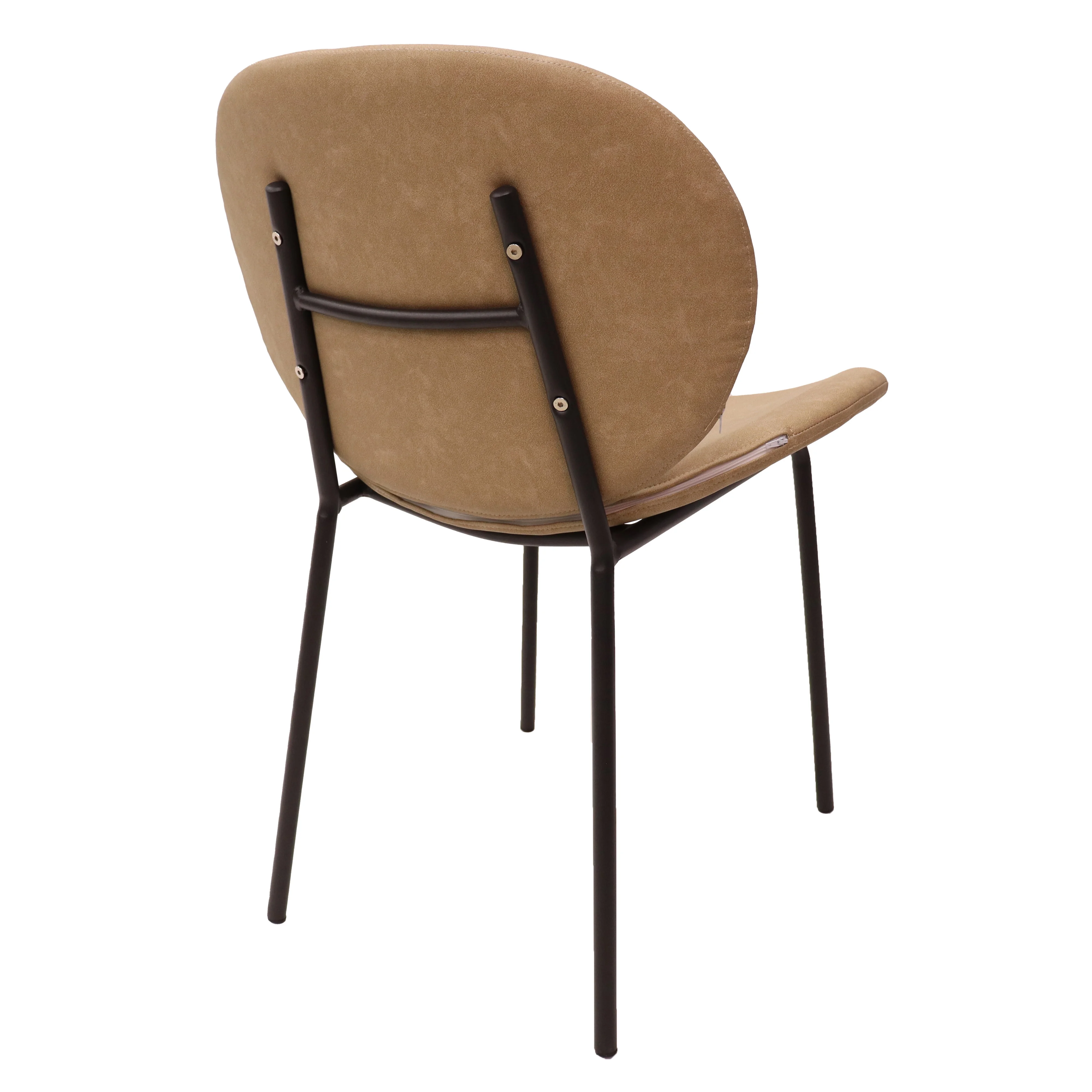 Servos Modern Dining Side Chair with Upholstered Faux Leather Seat and Powder Coated Iron Frame for Kitchen and Dining Room, Sand Brown