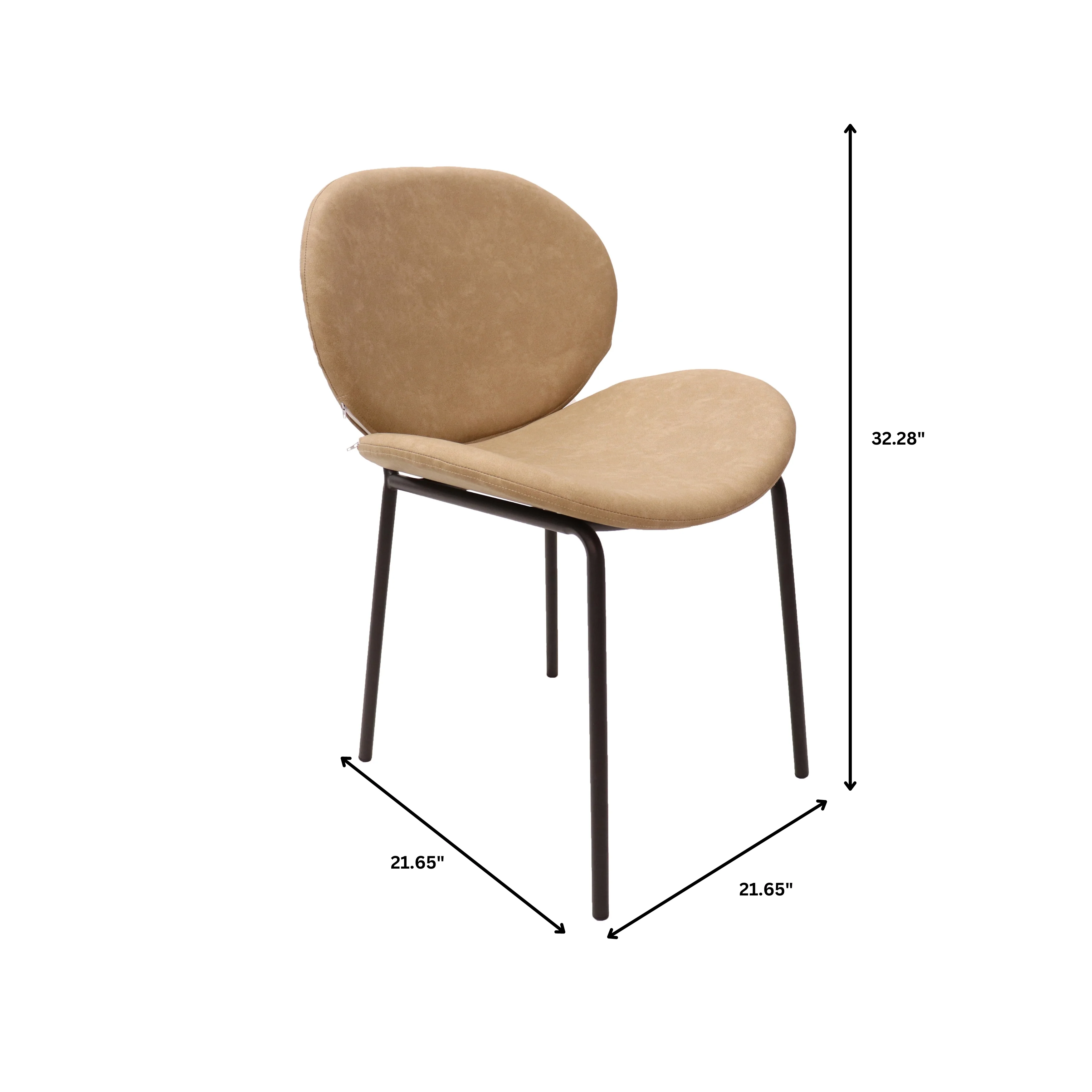 Servos Modern Dining Side Chair with Upholstered Faux Leather Seat and Powder Coated Iron Frame for Kitchen and Dining Room, Sand Brown