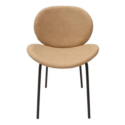 Servos Modern Dining Side Chair with Upholstered Faux Leather Seat and Powder Coated Iron Frame for Kitchen and Dining Room, Sand Brown