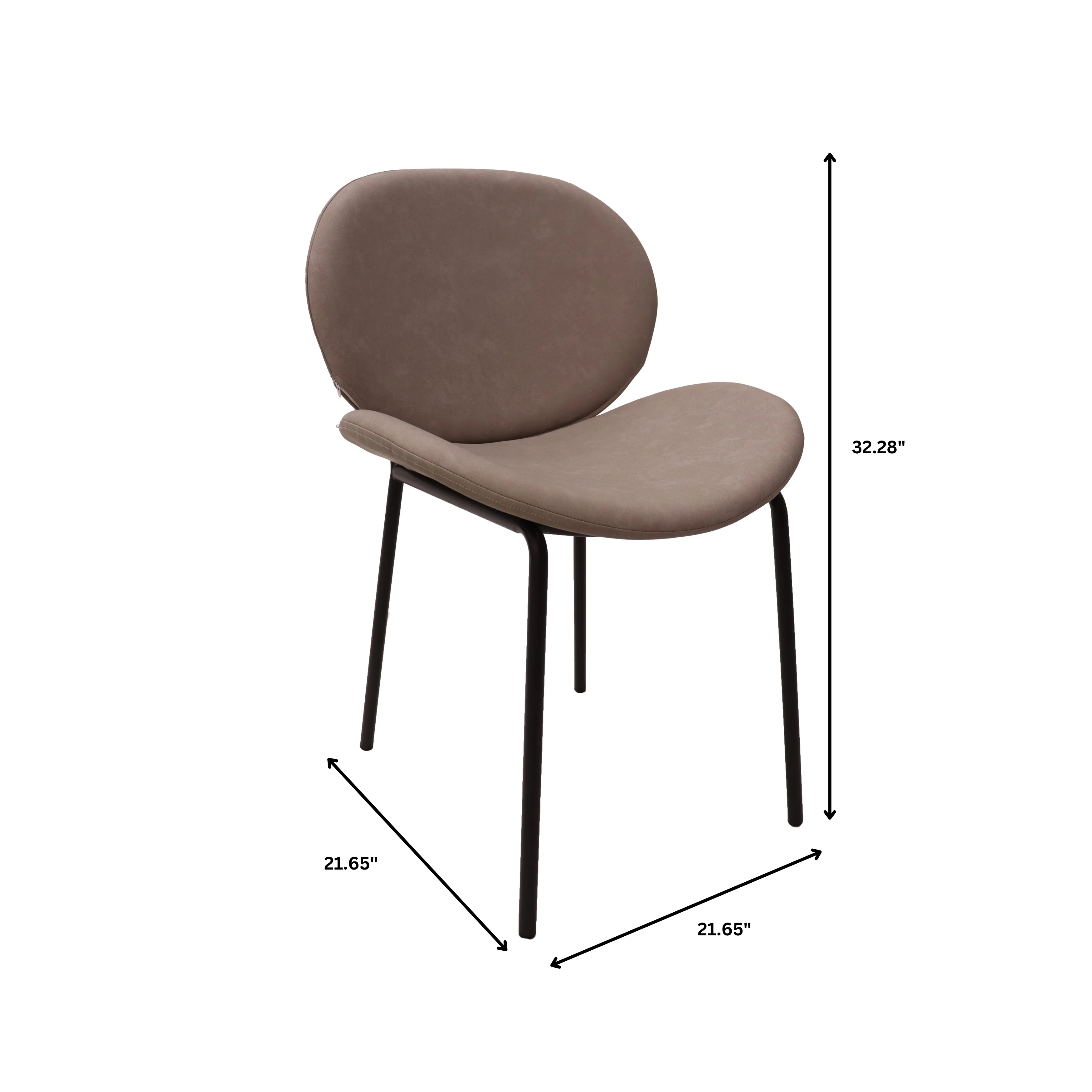 Servos Modern Dining Side Chair with Upholstered Faux Leather Seat and Powder Coated Iron Frame for Kitchen and Dining Room, Light Grey