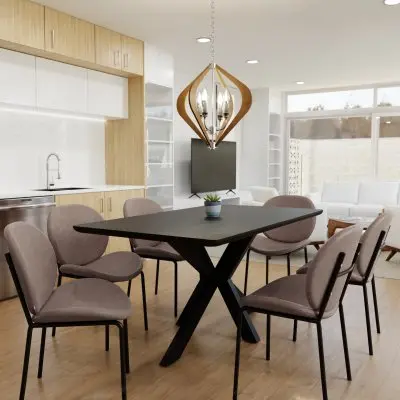 Servos Modern Dining Side Chair with Upholstered Faux Leather Seat and Powder Coated Iron Frame for Kitchen and Dining Room, Light Grey