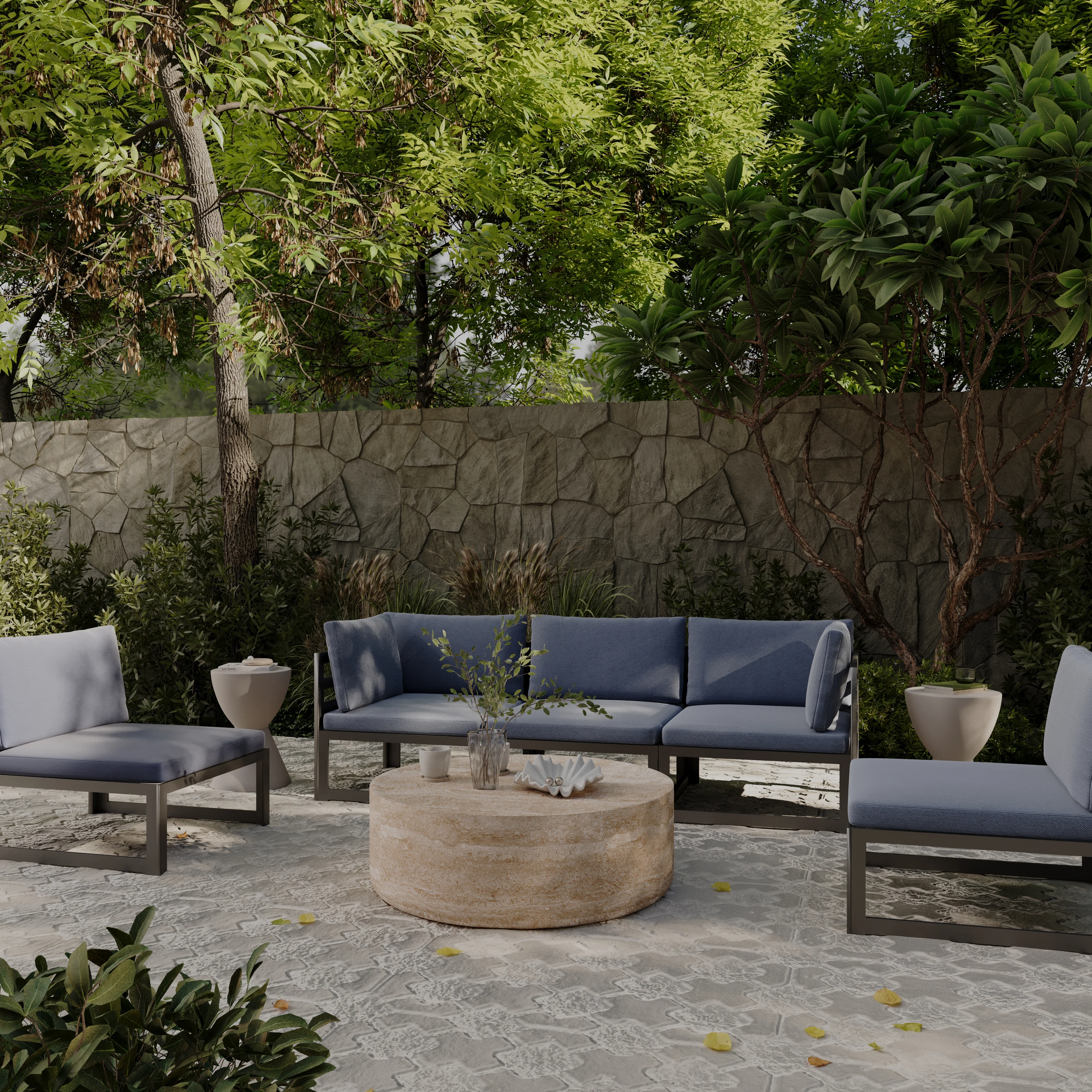 Sandy Collection Coffee Table in Travertine