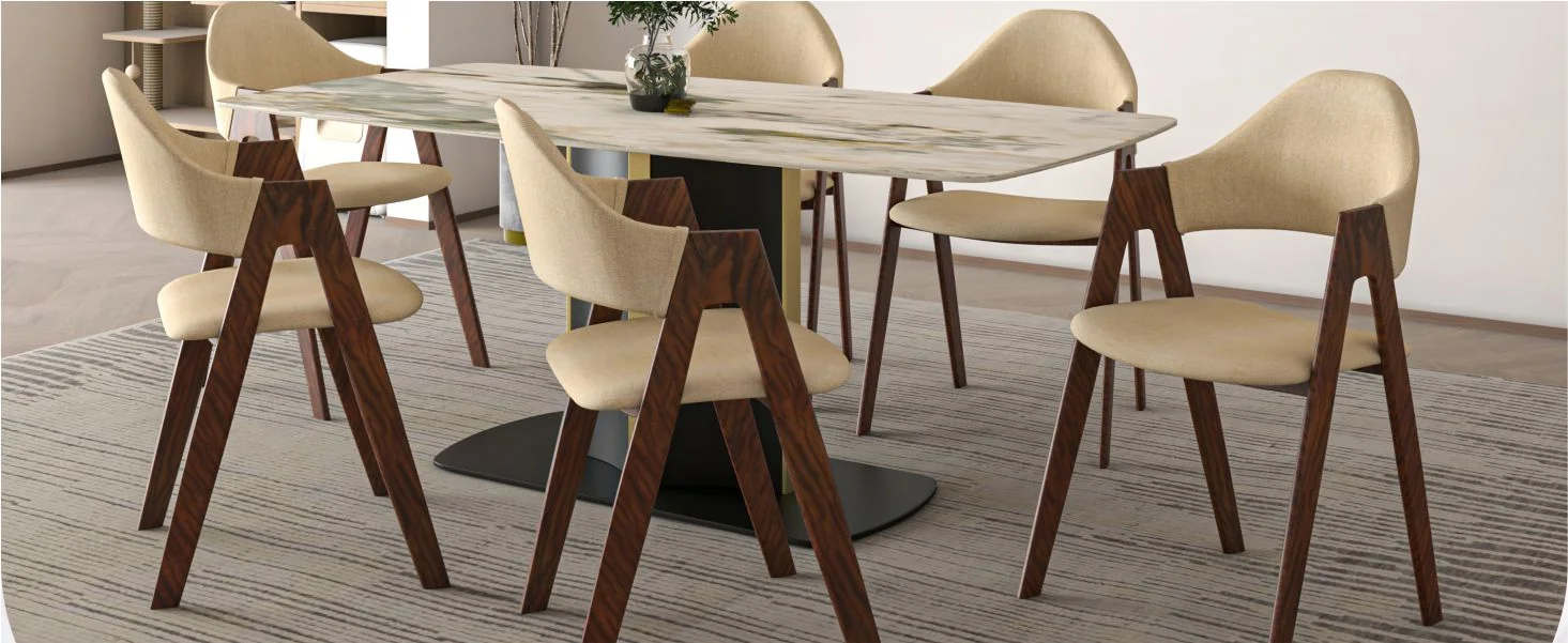 Savor Collection Modern Dining Chair Wood Pattern in Brown