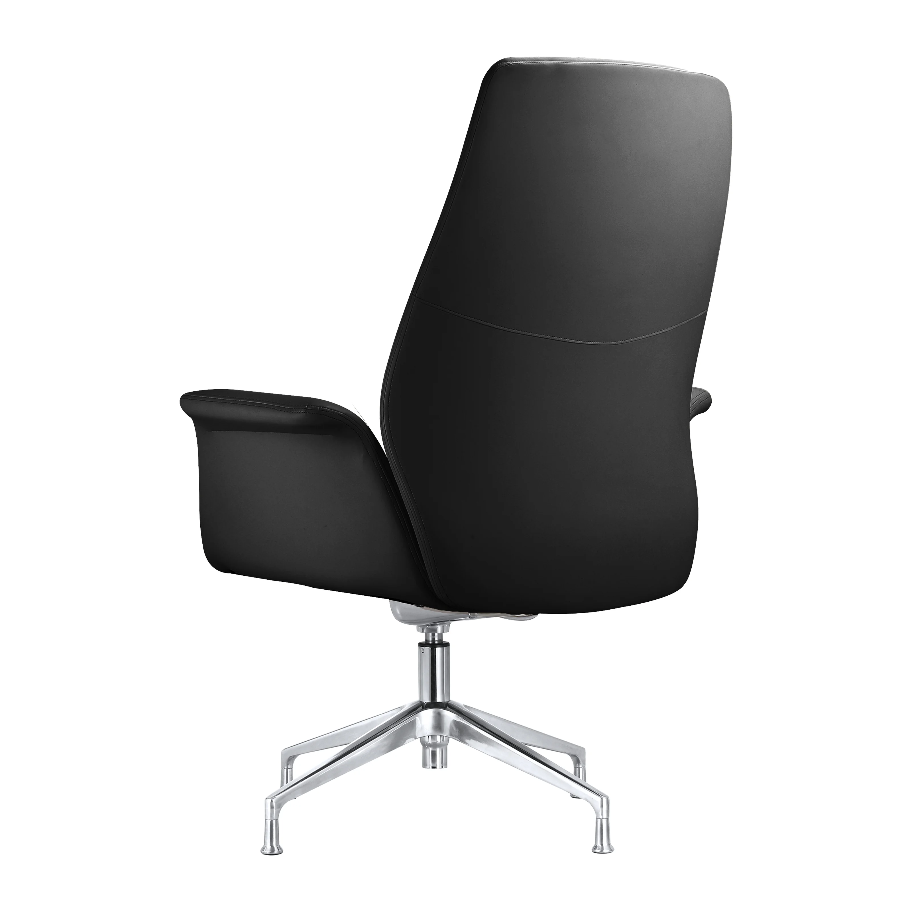 Summit Office Chair in Faux Leather and Aluminum Frame with Adjustable Height and Swivel in Black