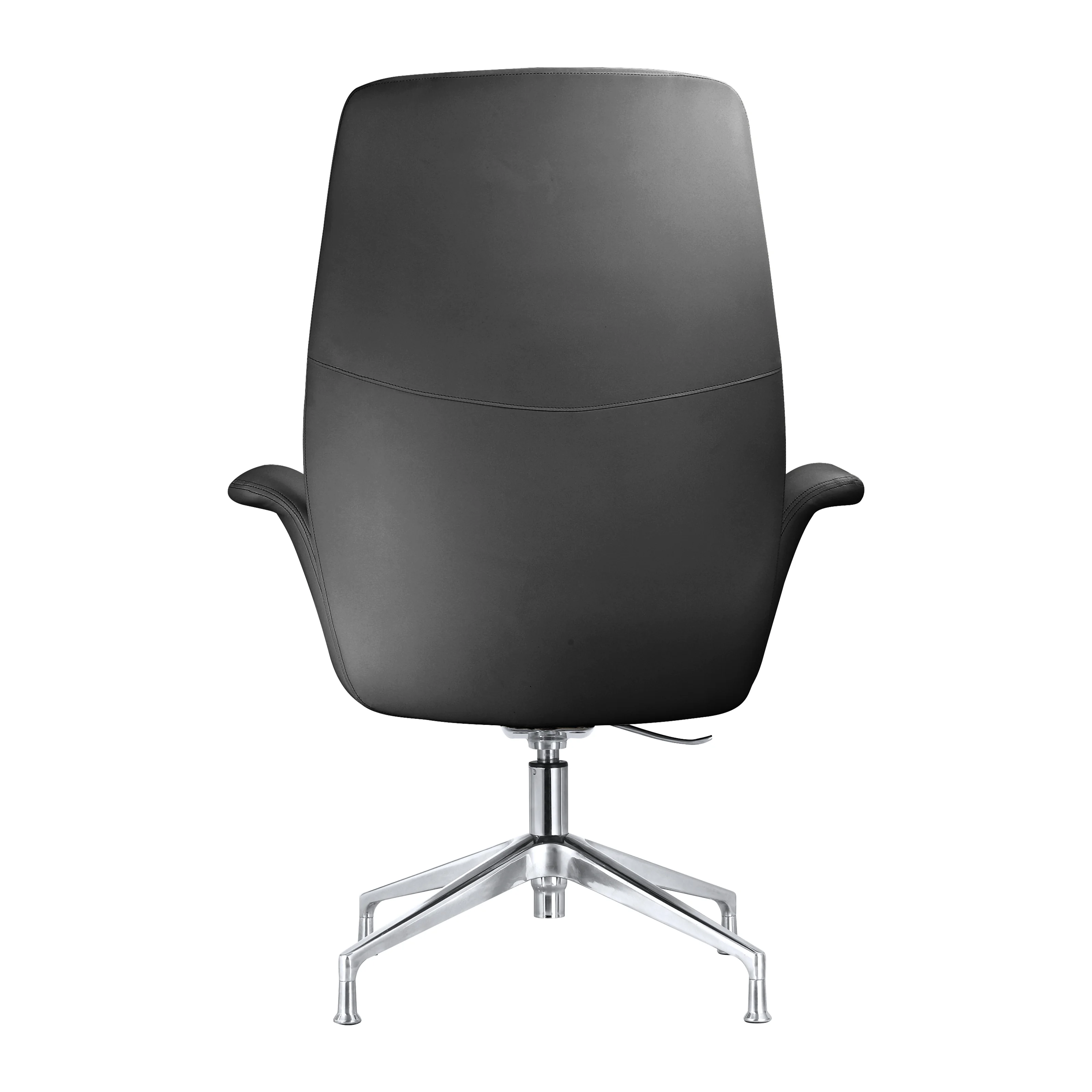 Summit Office Chair in Faux Leather and Aluminum Frame with Adjustable Height and Swivel in Black