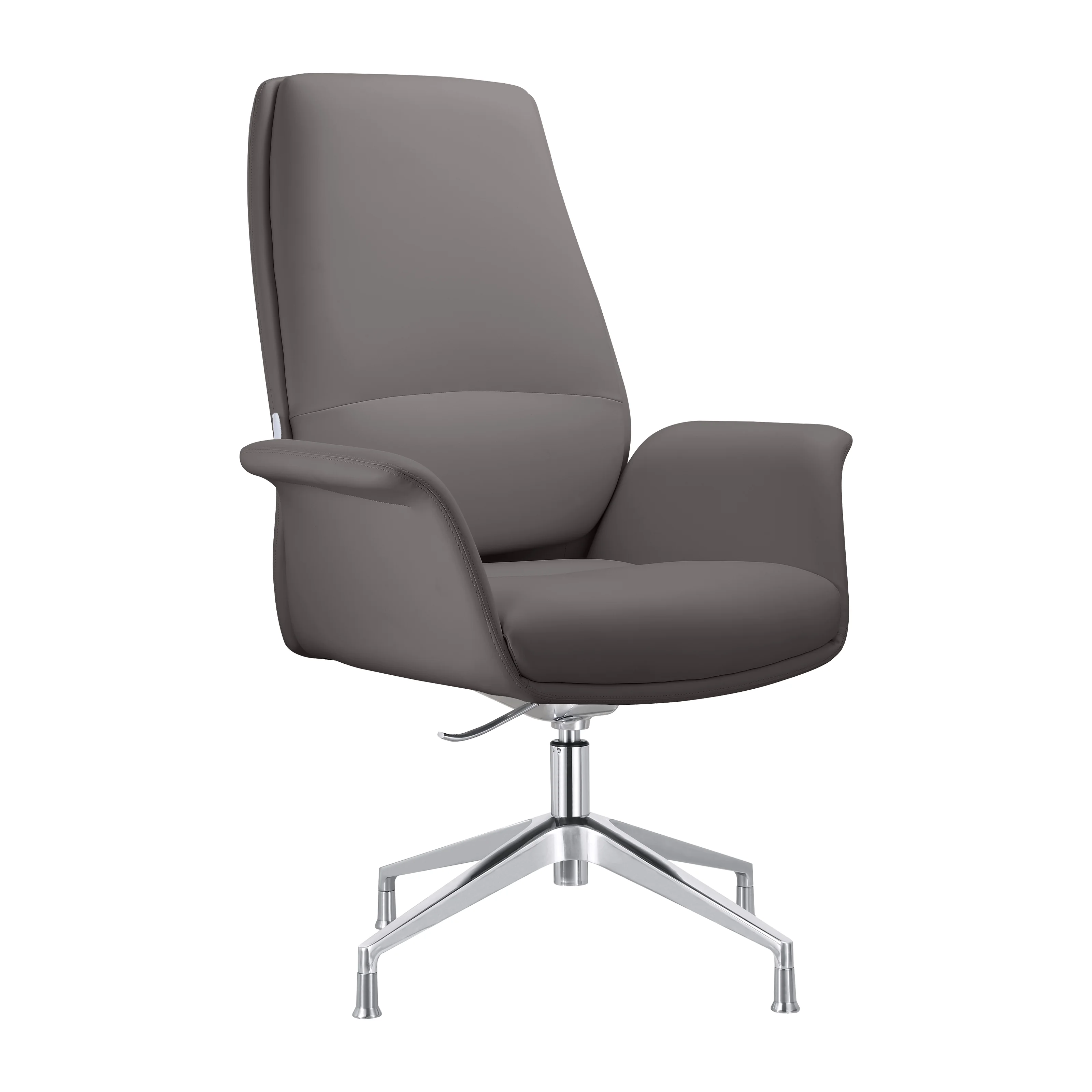 Summit Office Chair in Faux Leather and Aluminum Frame with Adjustable Height and Swivel in Grey