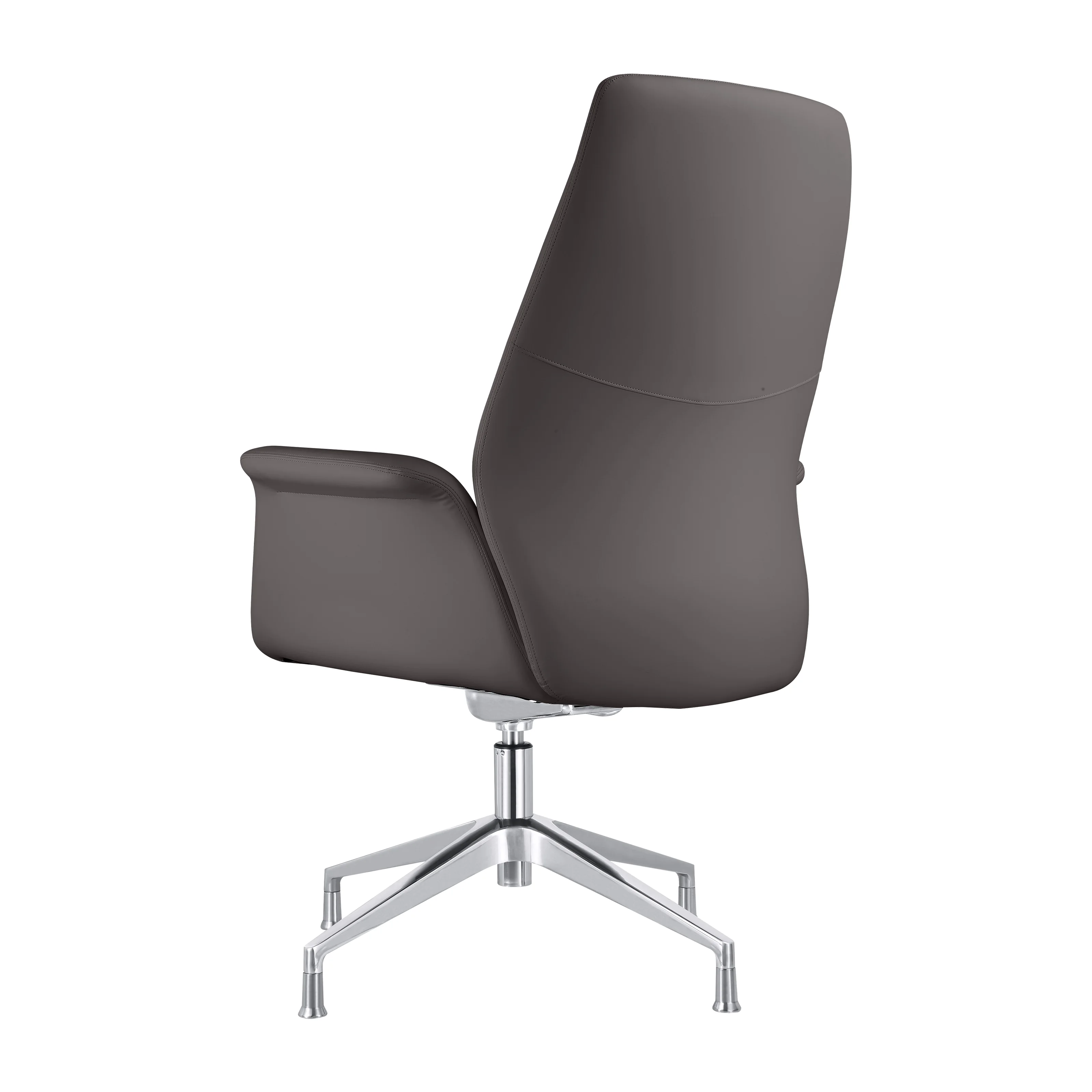 Summit Office Chair in Faux Leather and Aluminum Frame with Adjustable Height and Swivel in Grey