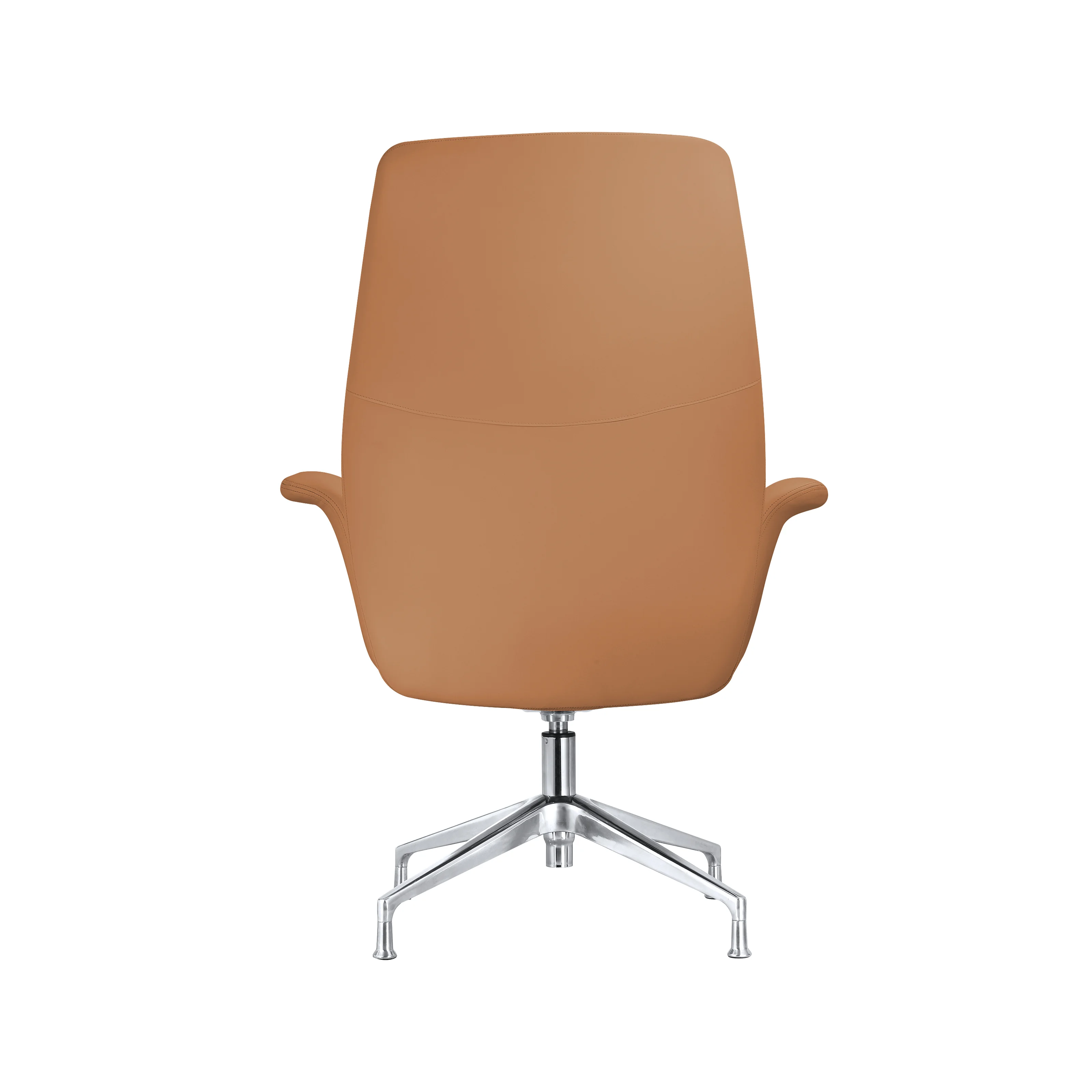 Summit Office Chair in Faux Leather and Aluminum Frame with Adjustable Height and Swivel in Acorn Brown