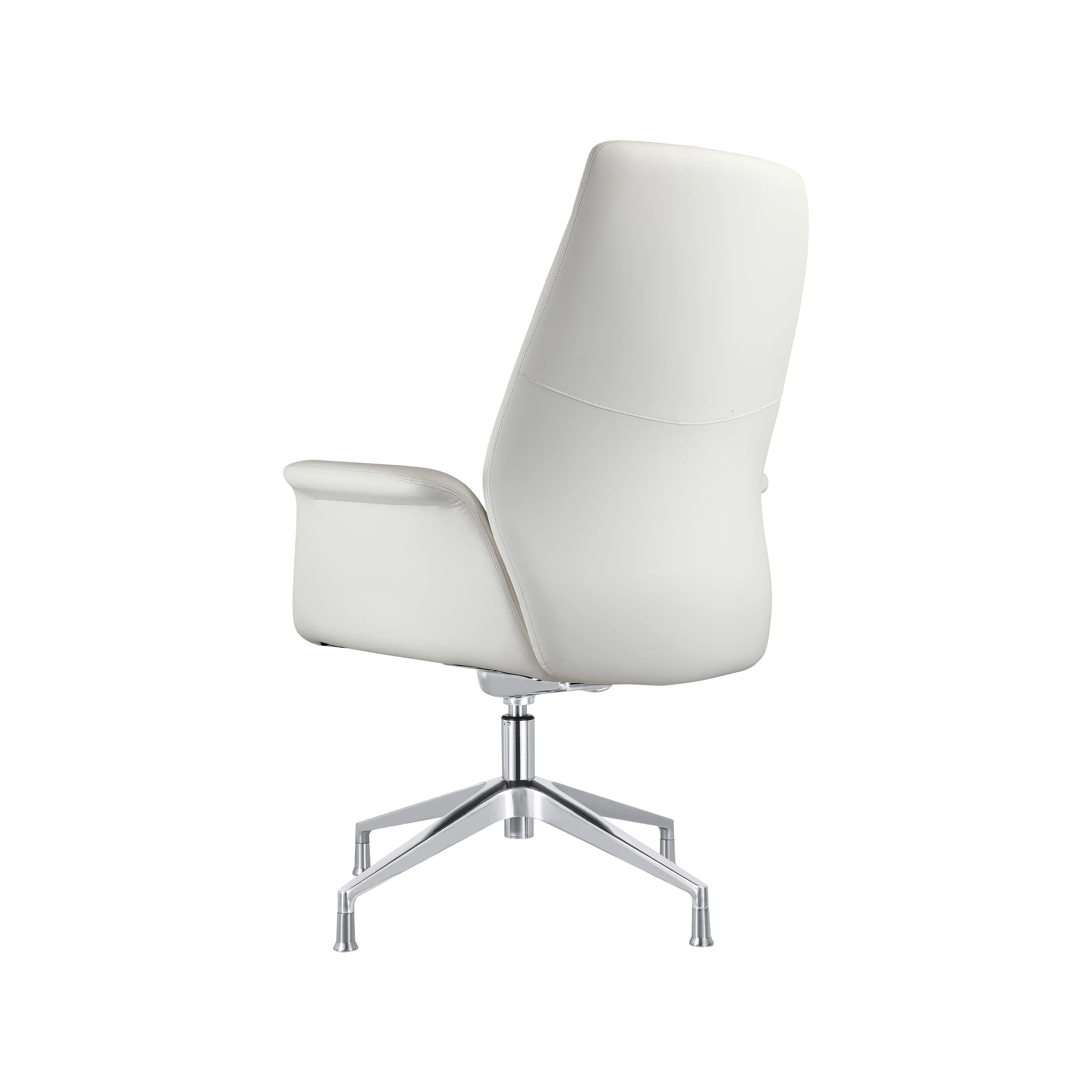 Summit Office Chair in Faux Leather and Aluminum Frame with Adjustable Height and Swivel in White