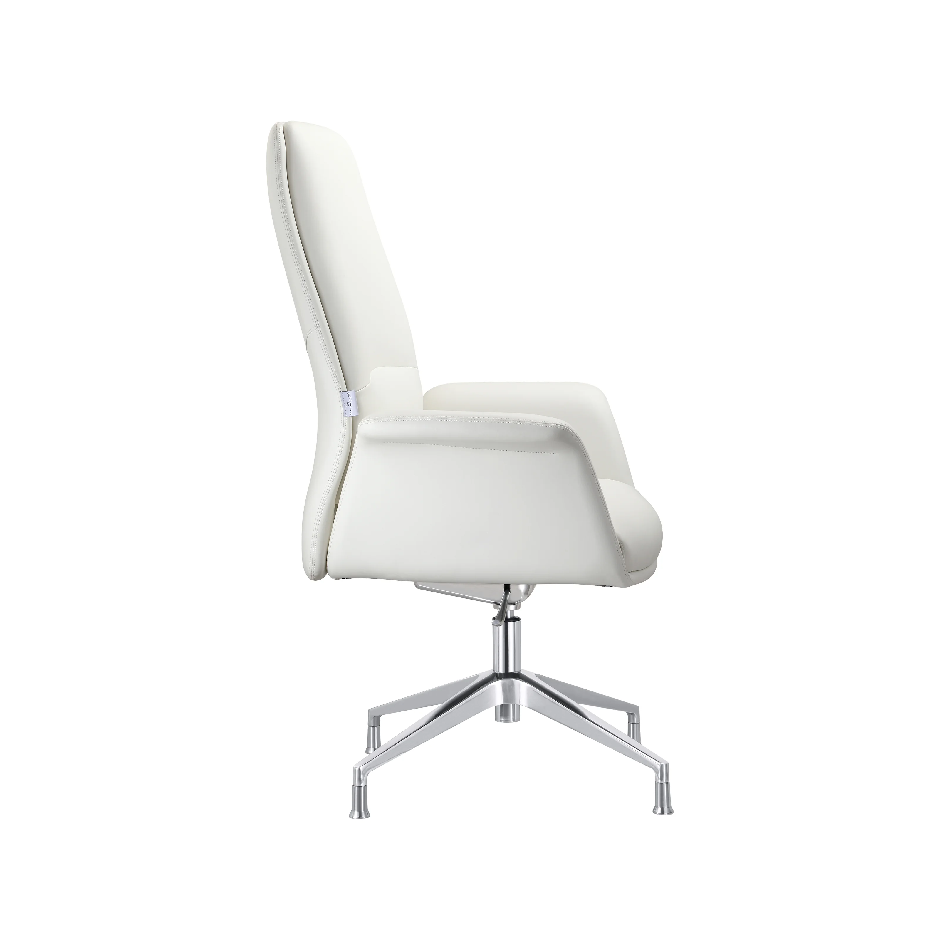 Summit Office Chair in Faux Leather and Aluminum Frame with Adjustable Height and Swivel in White