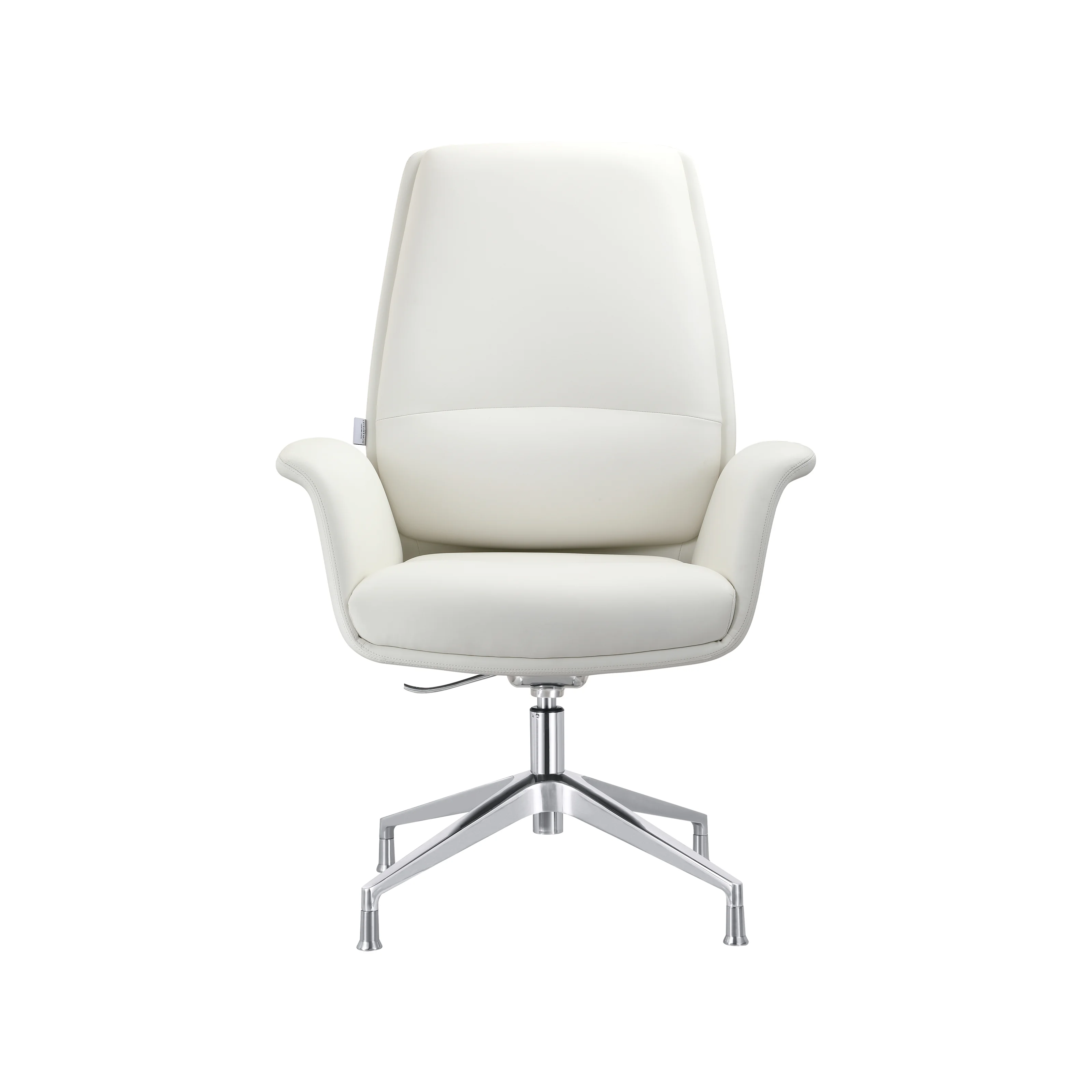 Summit Office Chair in Faux Leather and Aluminum Frame with Adjustable Height and Swivel in White