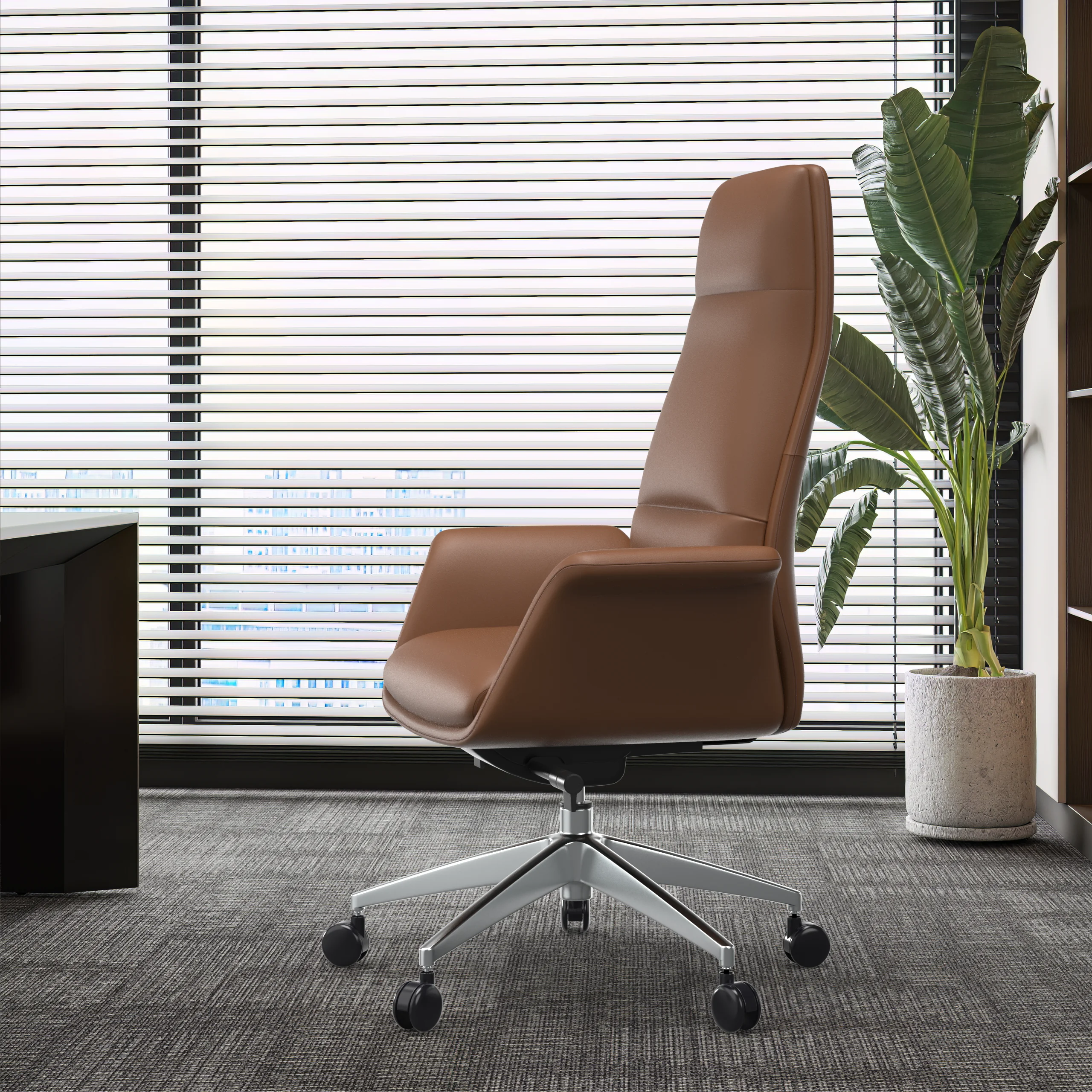 Summit Series Tall Office Chair In Dark Brown Leather