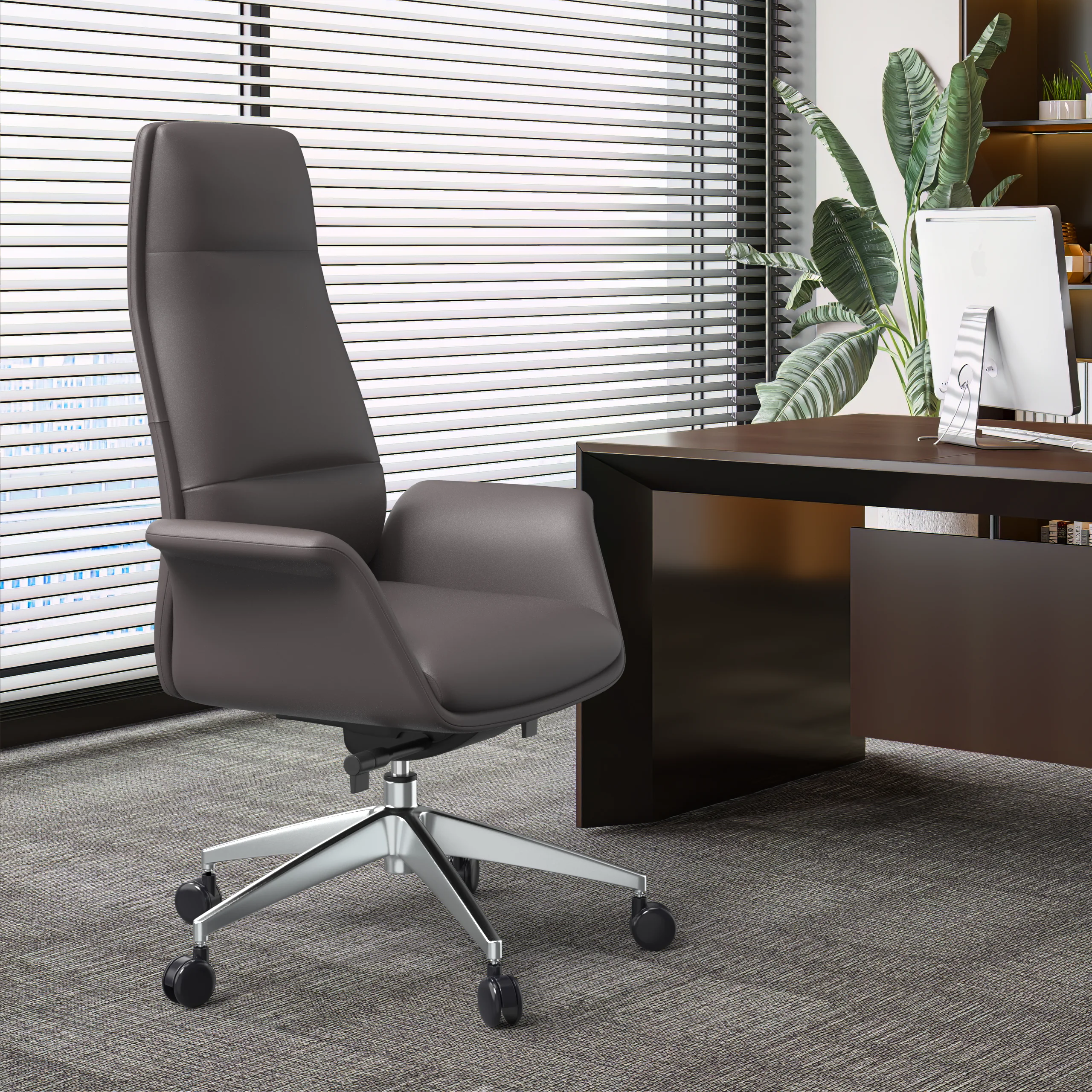 Summit Series Tall Office Chair In Grey Leather