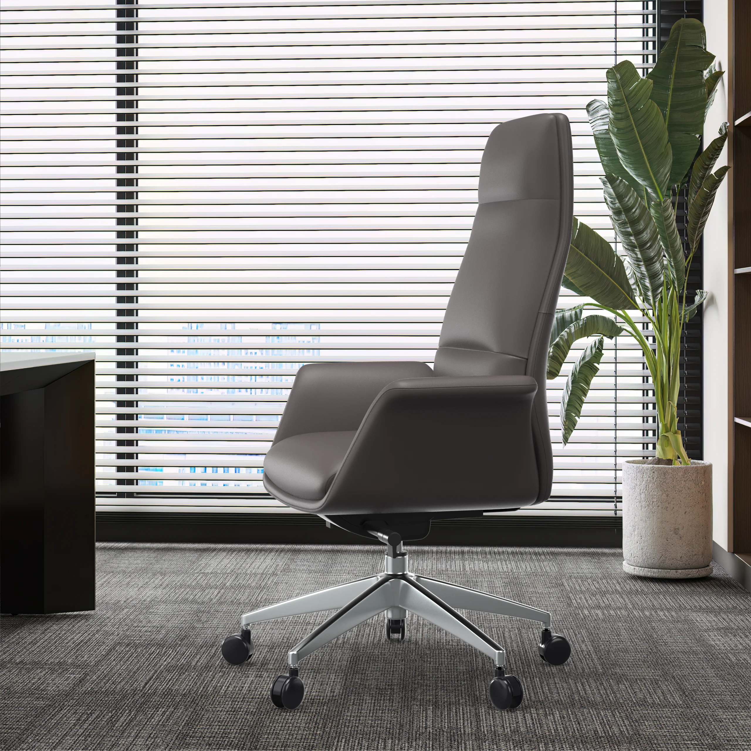 Summit Series Tall Office Chair In Grey Leather