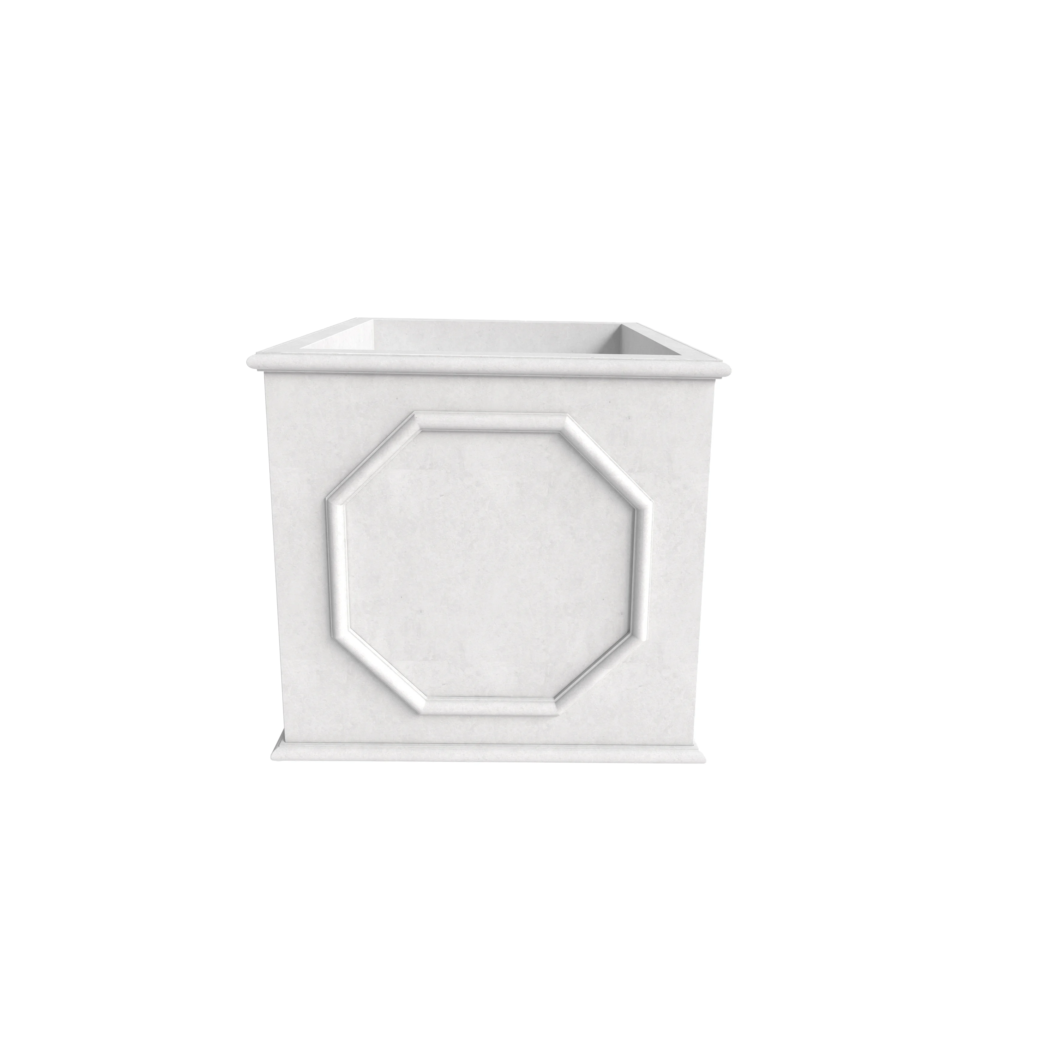 Sprout Series Cubic Fiber Stone Planter in White 12.6 Cube