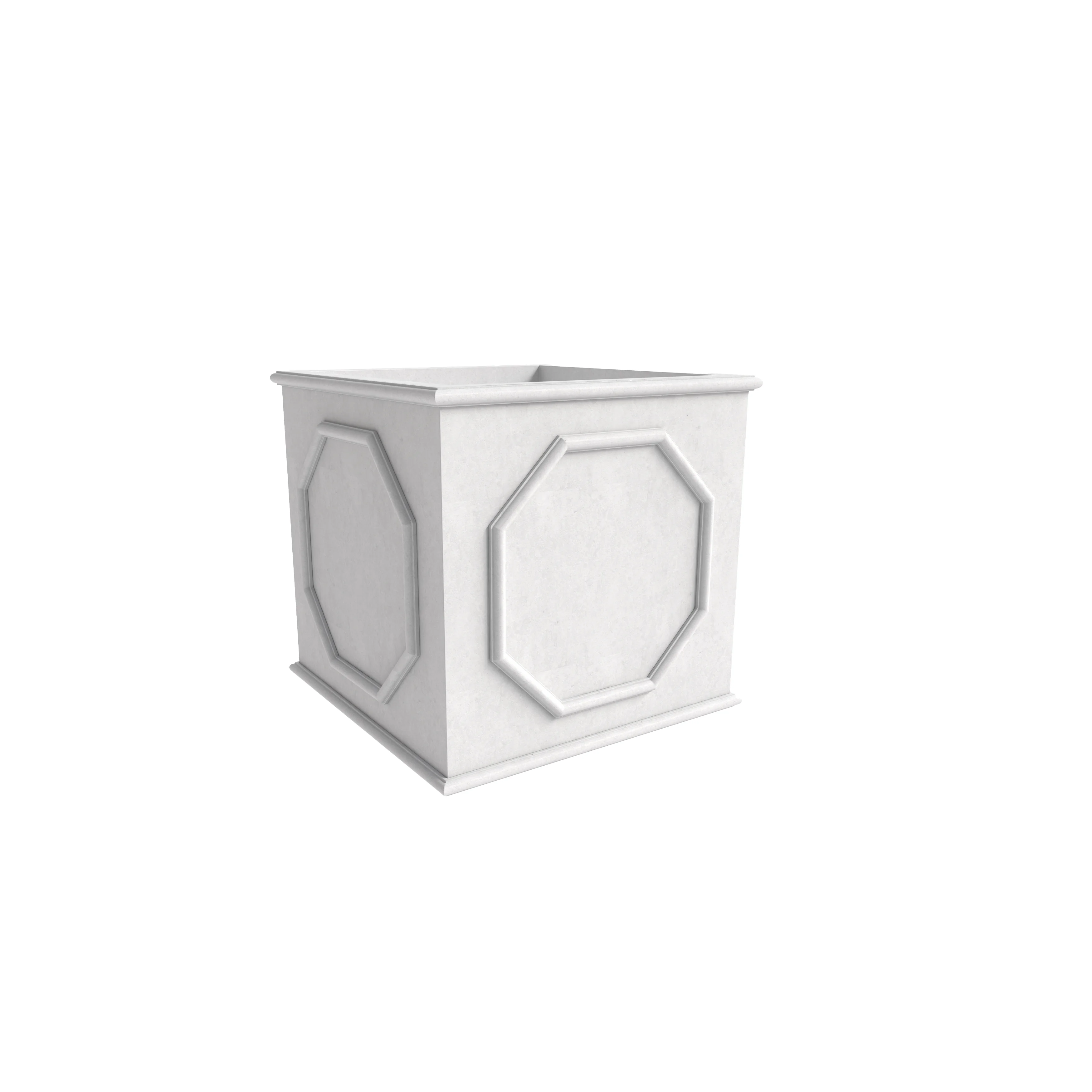 Sprout Series Cubic Fiber Stone Planter in White 12.6 Cube