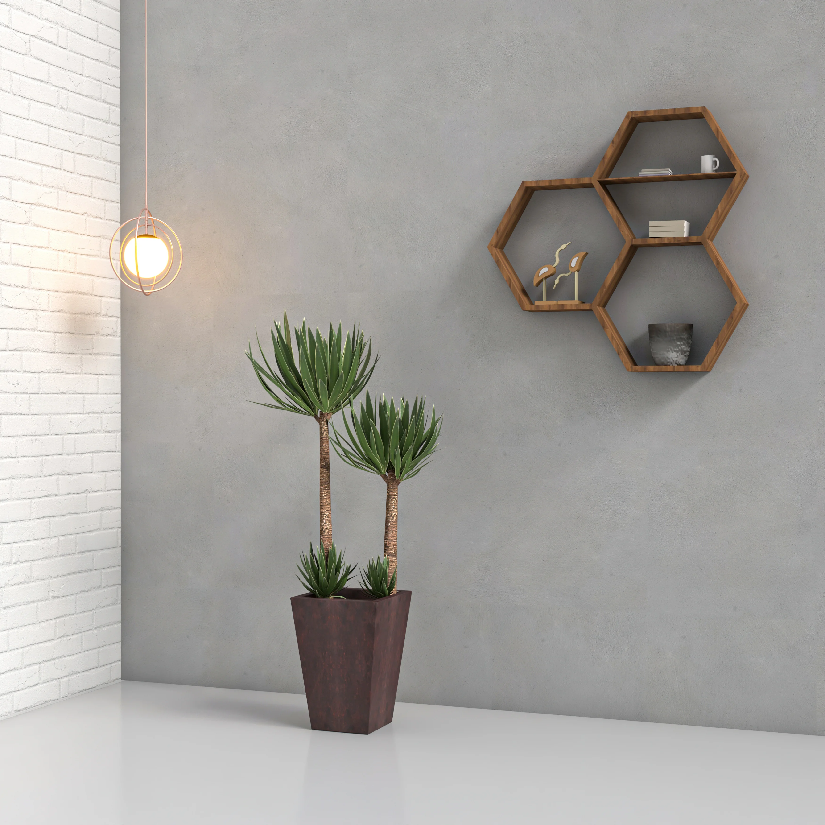 Serene Series Poly Stone Square Planter in Brown 11x11, 15 High