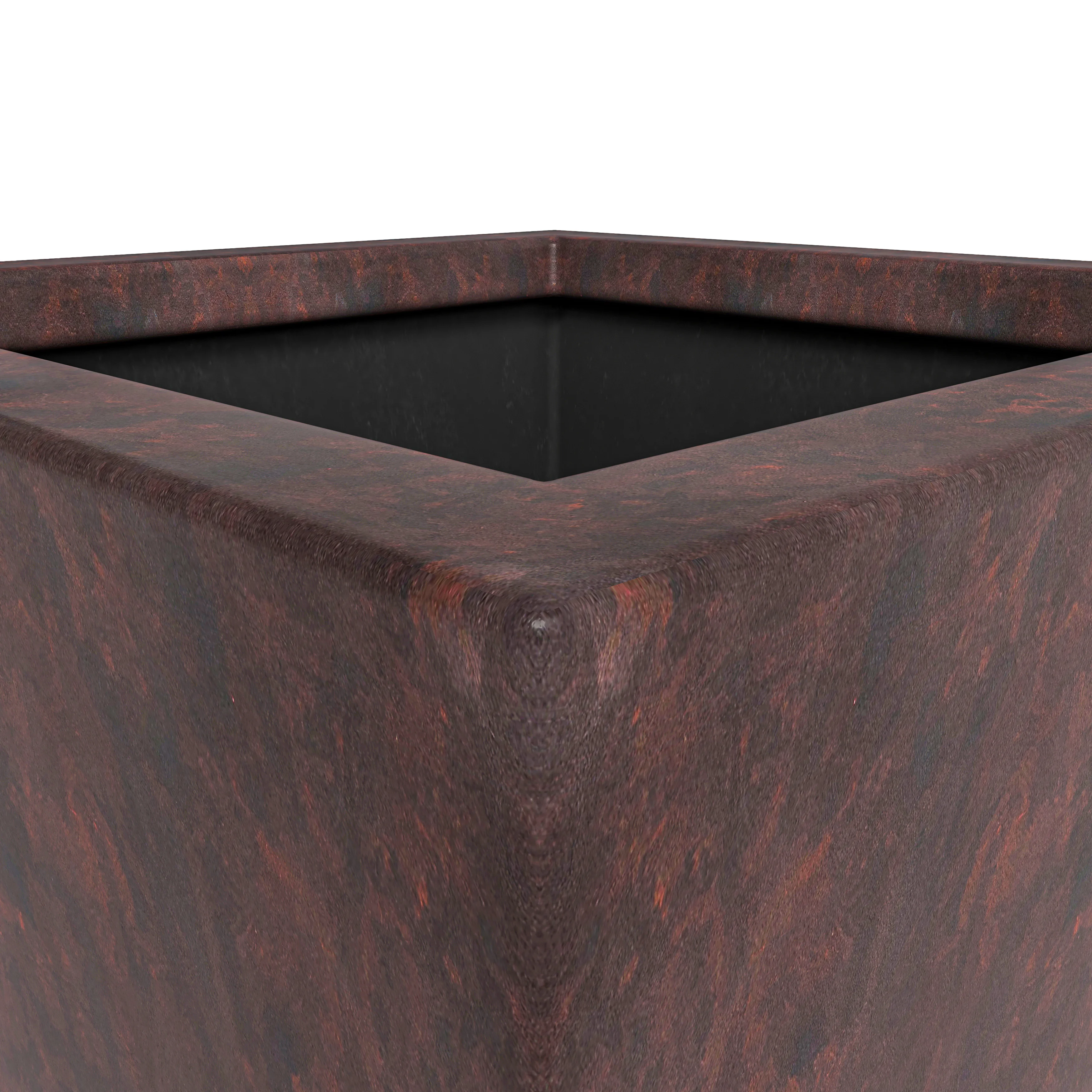 Serene Series Poly Stone Square Planter in Brown 11x11, 15 High