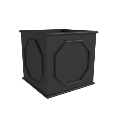 Sprout Series Cubic Fiber Stone Planter in Black 17.7 Cube