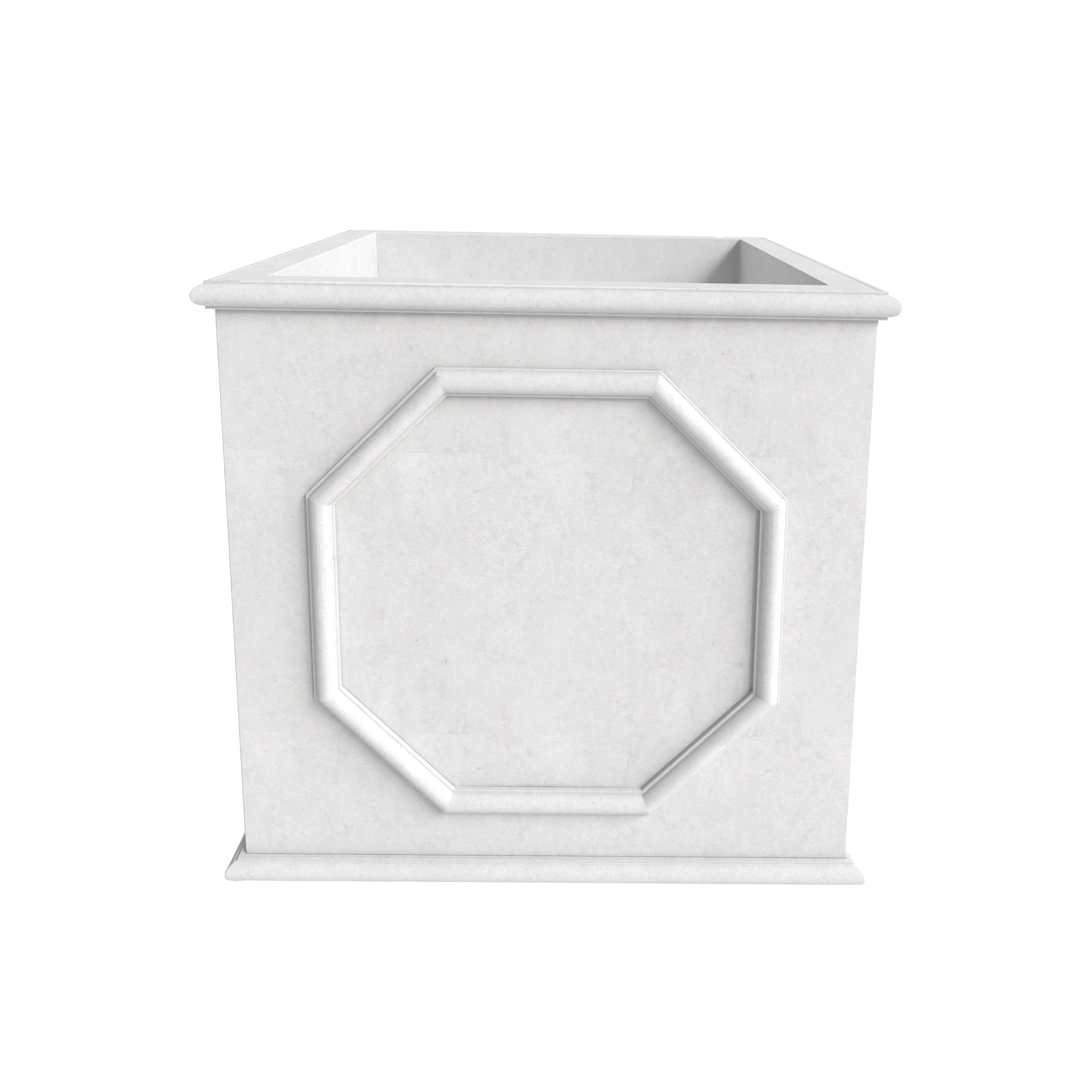 Sprout Series Cubic Fiber Stone Planter in White 17.7 Cube