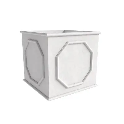 Sprout Series Cubic Fiber Stone Planter in White 17.7 Cube