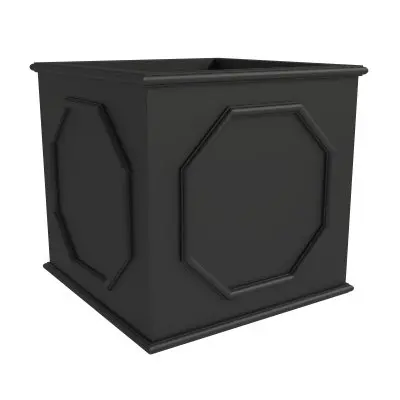 Sprout Series Cubic Fiber Stone Planter in Black 25.6 Cube