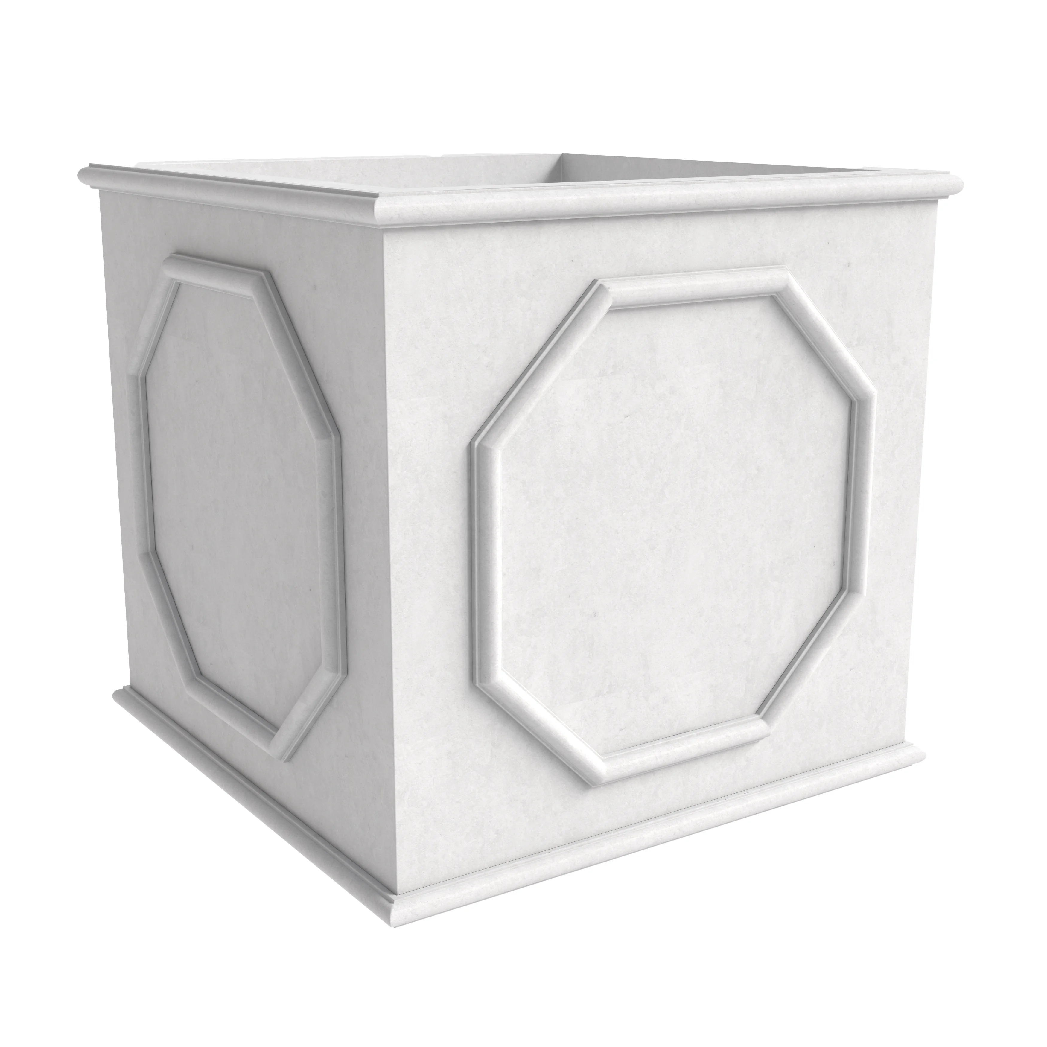 Sprout Series Cubic Fiber Stone Planter in White 25.6 Cube