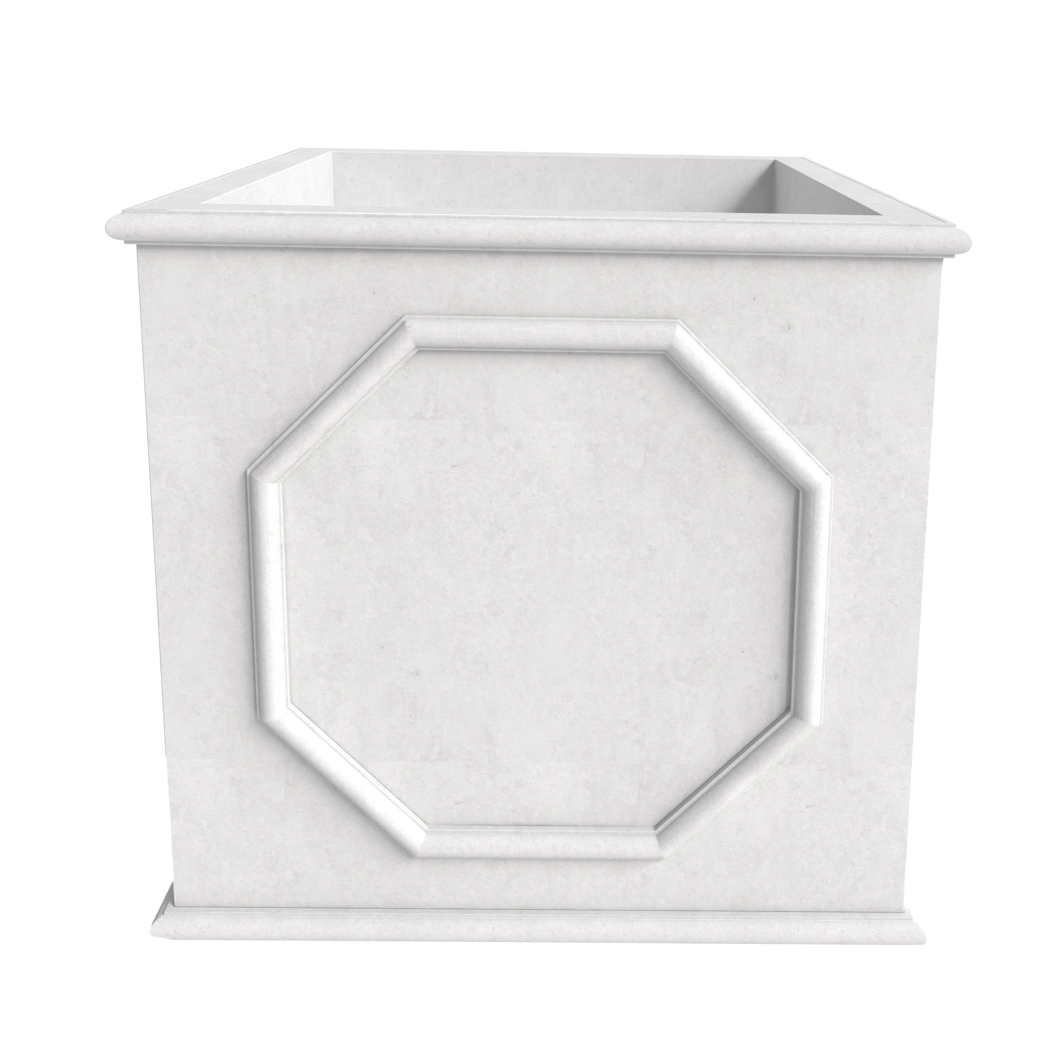 Sprout Series Cubic Fiber Stone Planter in White 25.6 Cube