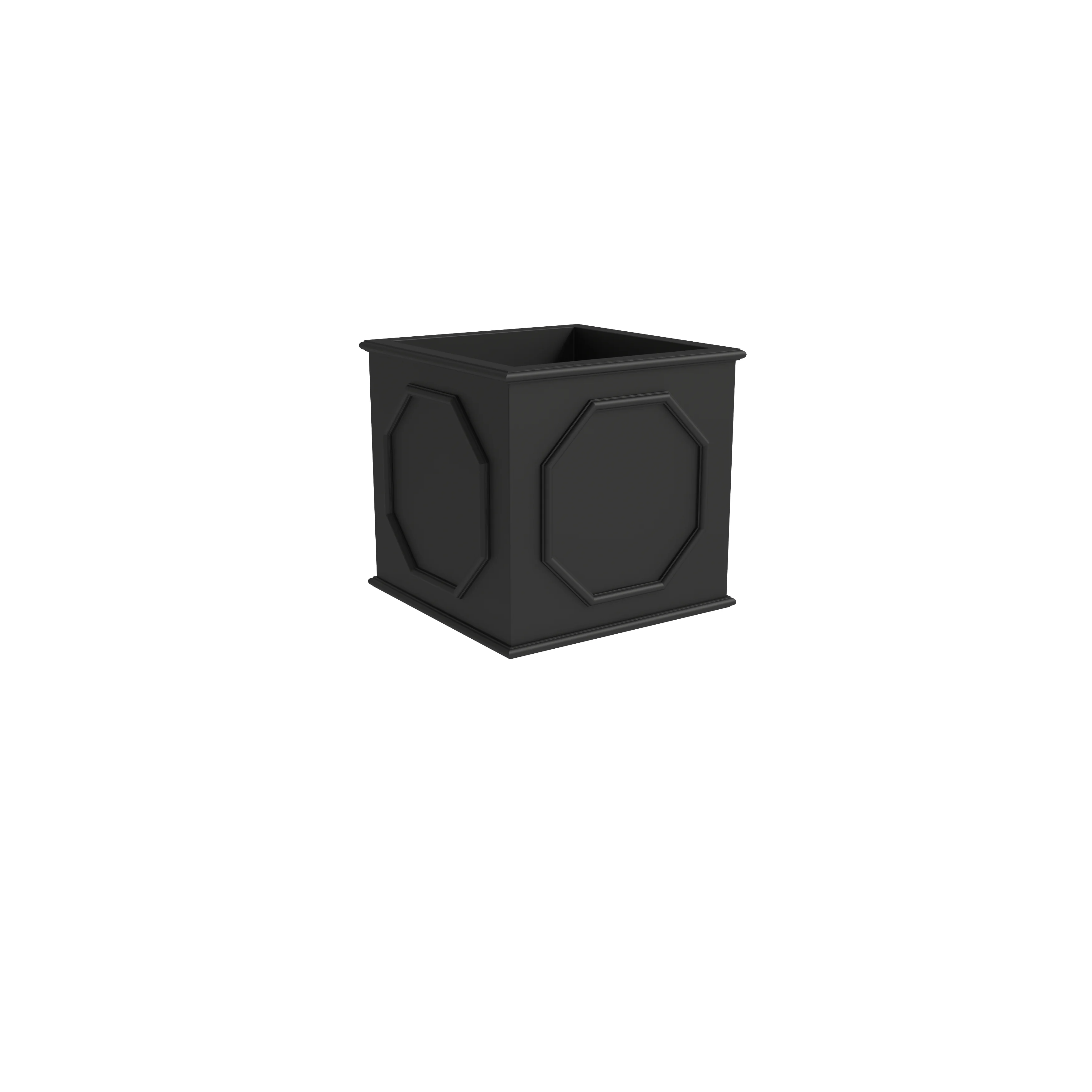 Sprout Series Cubic Fiber Stone Planter in Black 8 Cube