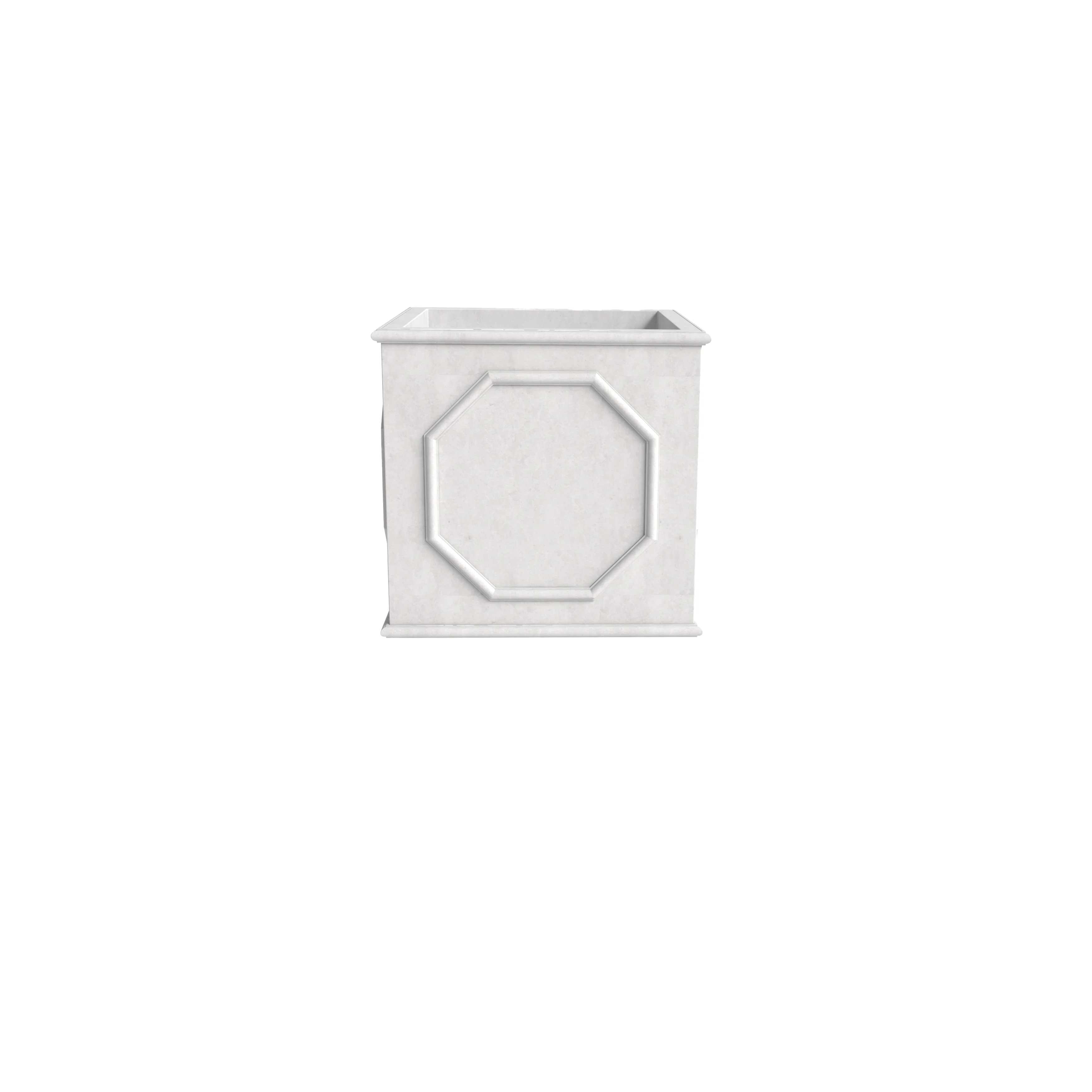 Sprout Series Cubic Fiber Stone Planter in White 8 Cube