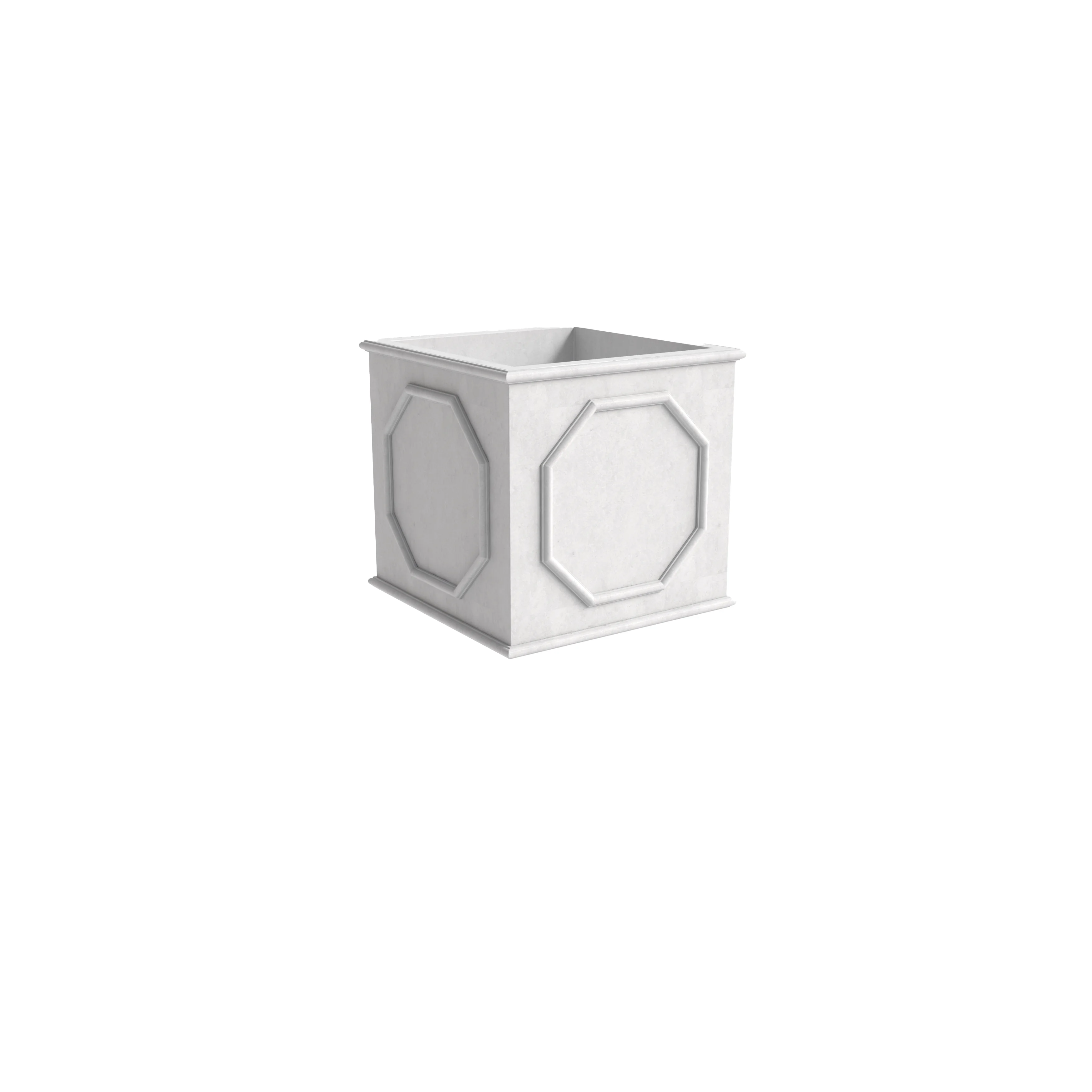 Sprout Series Cubic Fiber Stone Planter in White 8 Cube