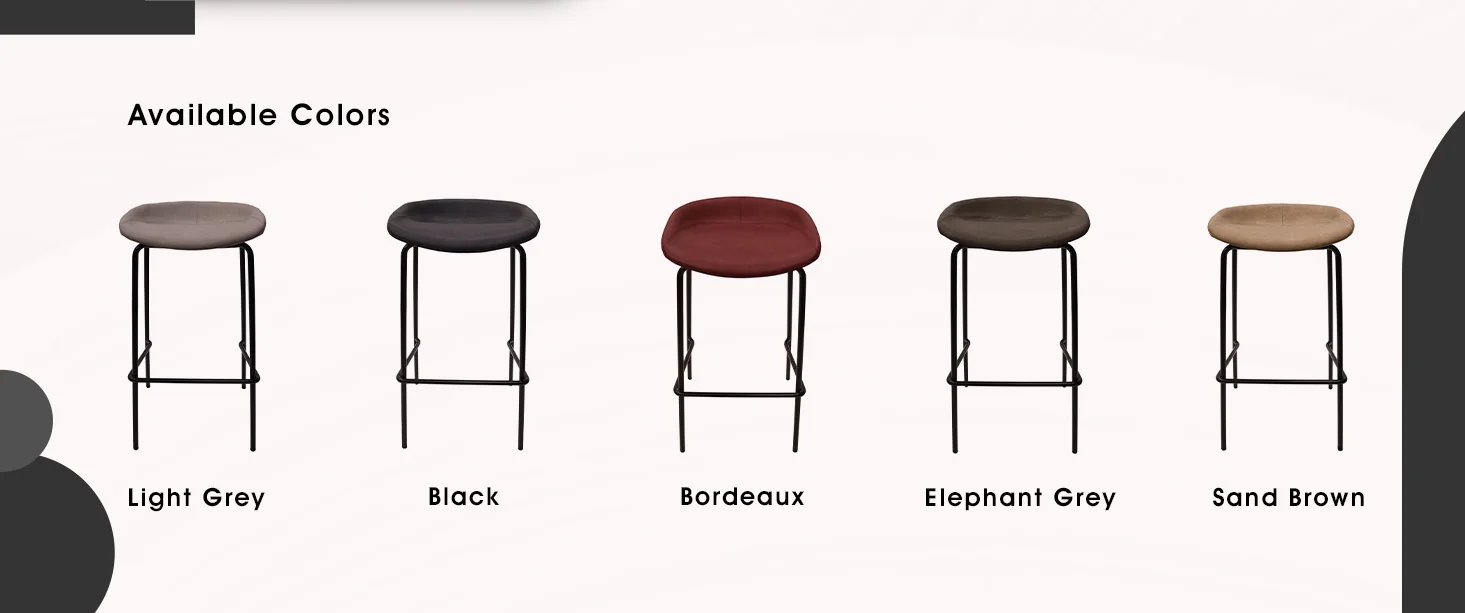 Servos Modern Barstool with Upholstered Faux Leather Seat and Powder Coated Iron Frame in Black