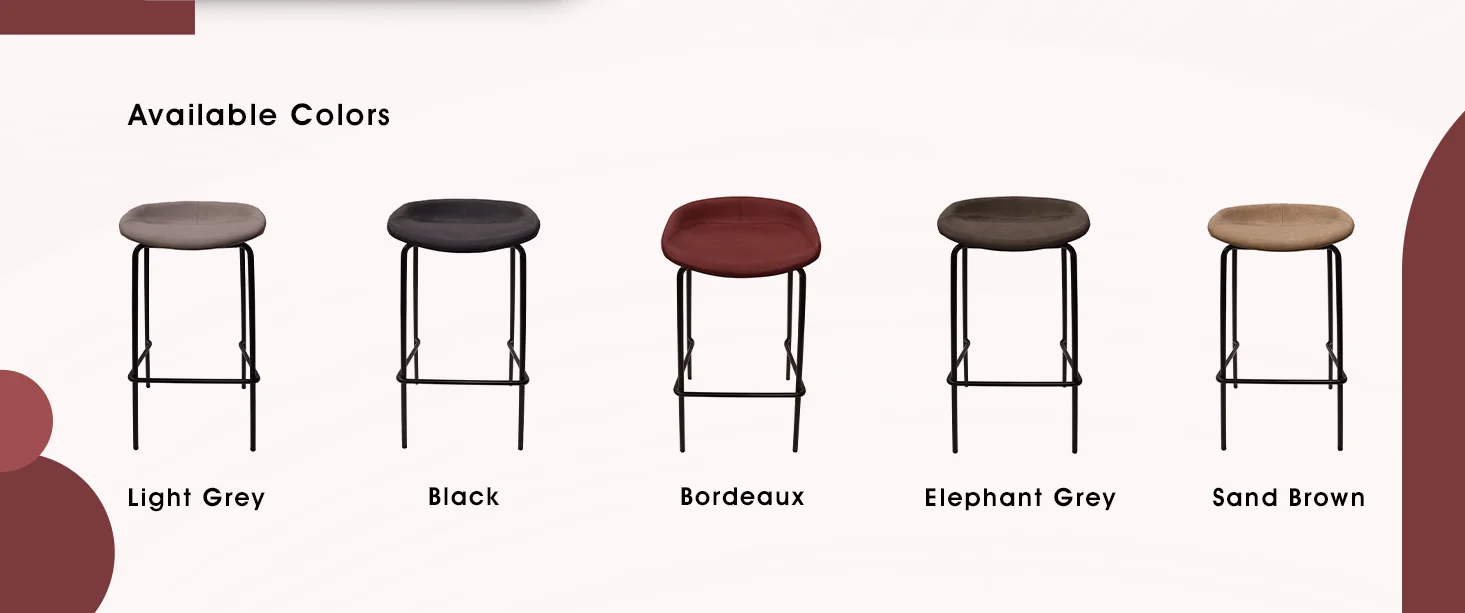 Servos Modern Barstool with Upholstered Faux Leather Seat and Powder Coated Iron Frame in Bordeaux