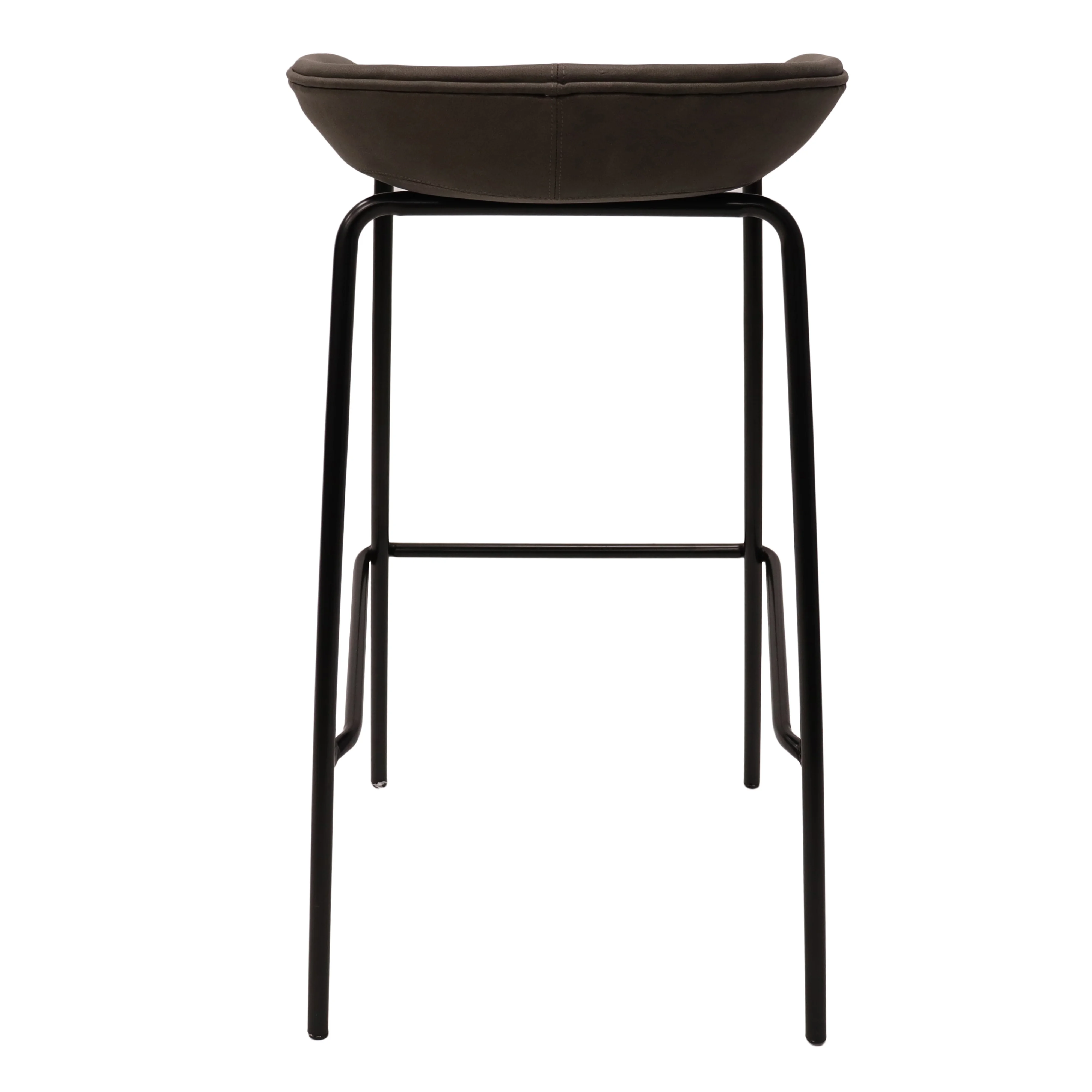 Servos Modern Barstool with Upholstered Faux Leather Seat and Powder Coated Iron Frame in Elephant Grey