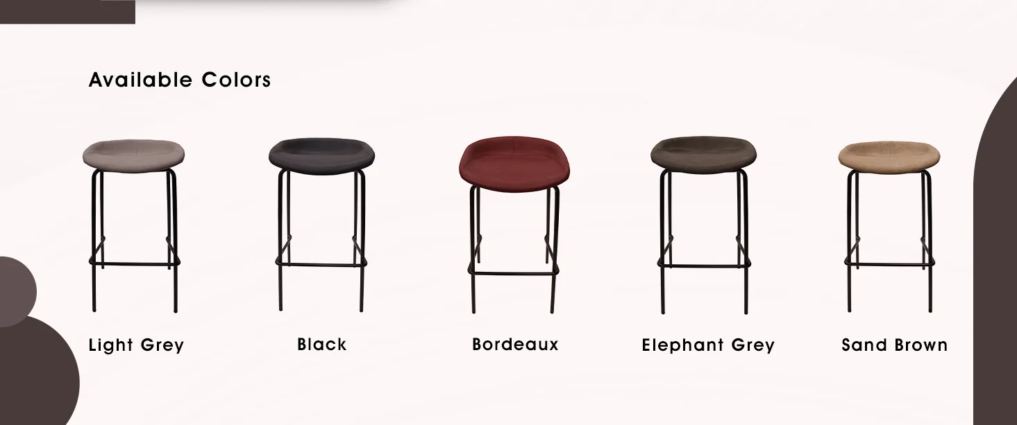 Servos Modern Barstool with Upholstered Faux Leather Seat and Powder Coated Iron Frame in Elephant Grey