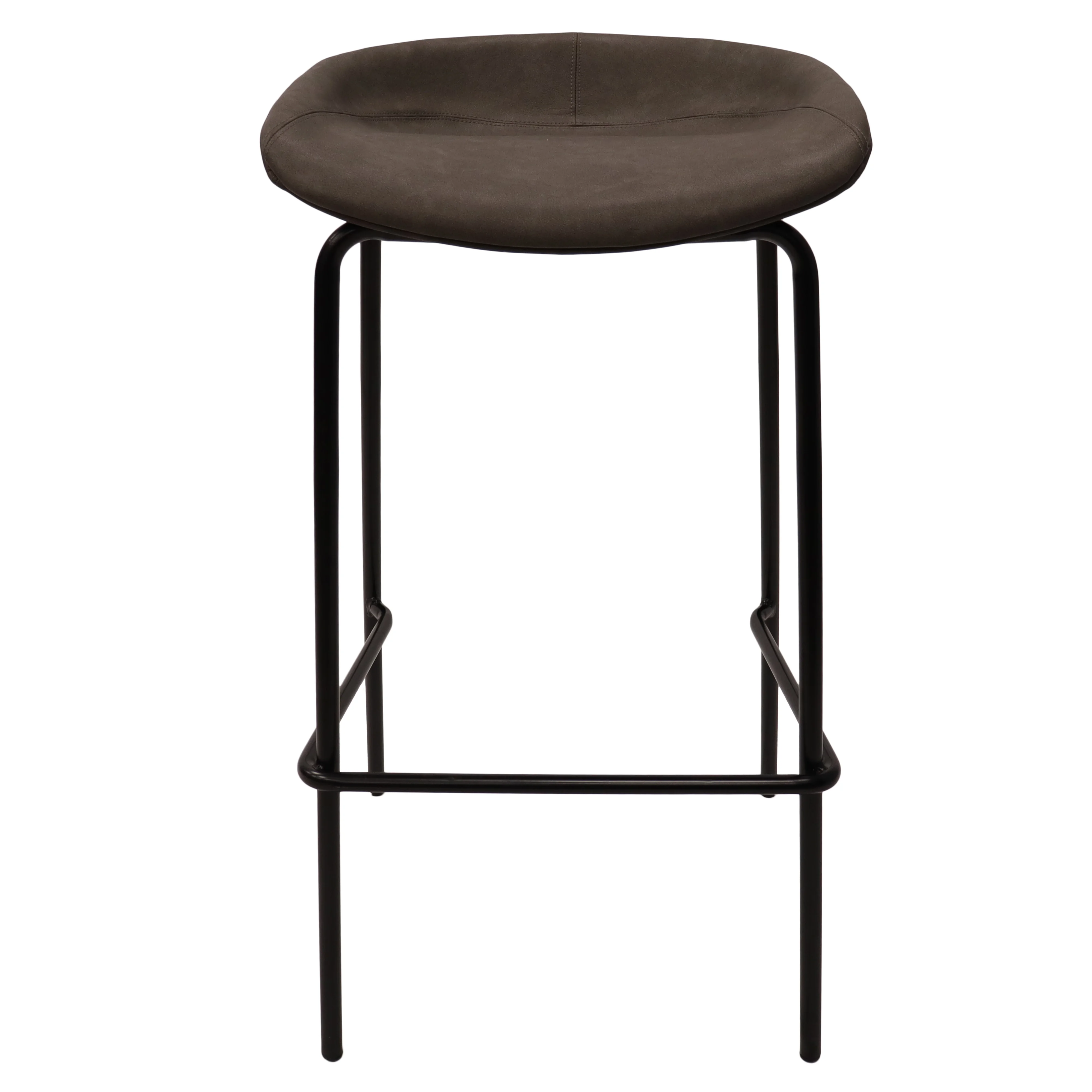 Servos Modern Barstool with Upholstered Faux Leather Seat and Powder Coated Iron Frame in Elephant Grey