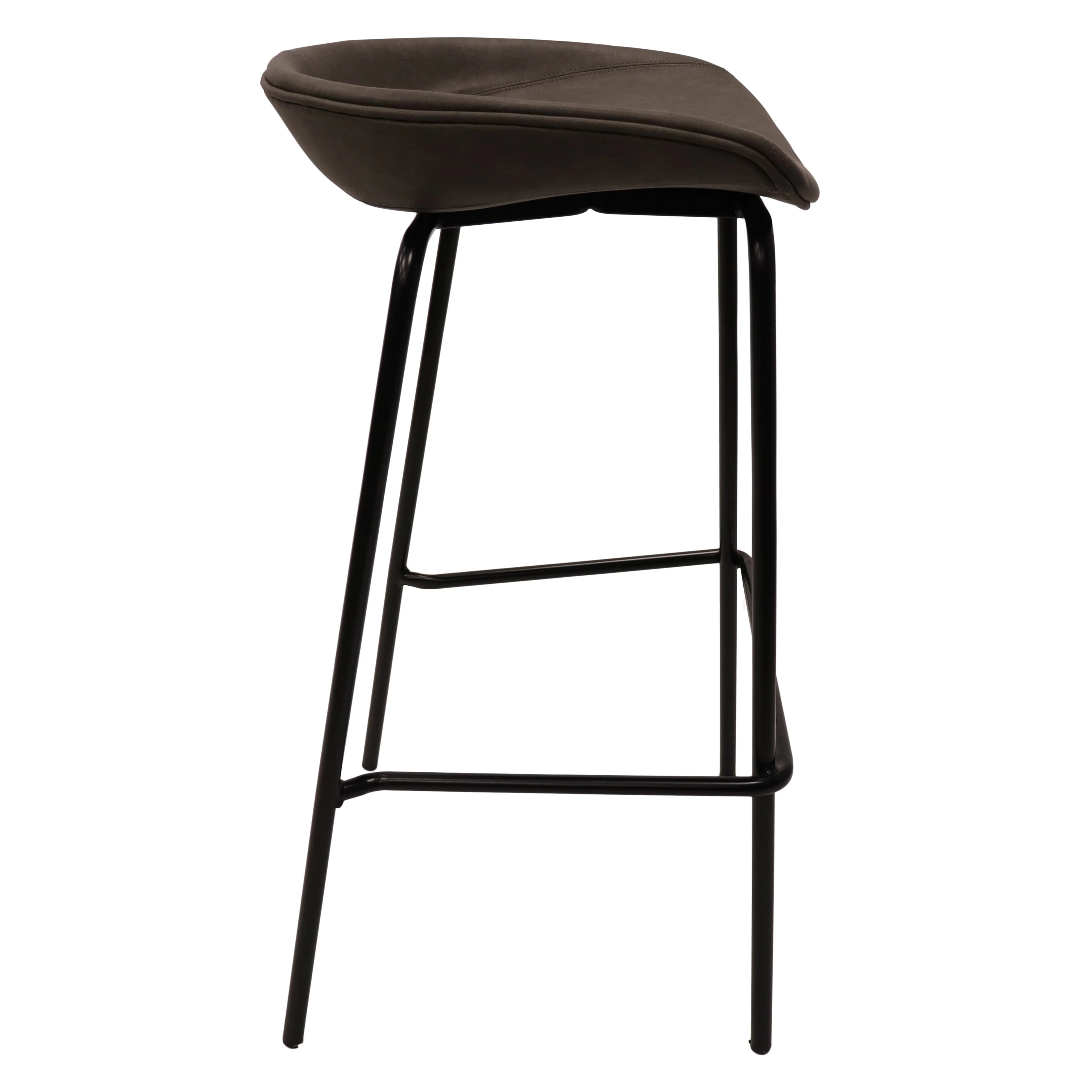 Servos Modern Barstool with Upholstered Faux Leather Seat and Powder Coated Iron Frame in Elephant Grey