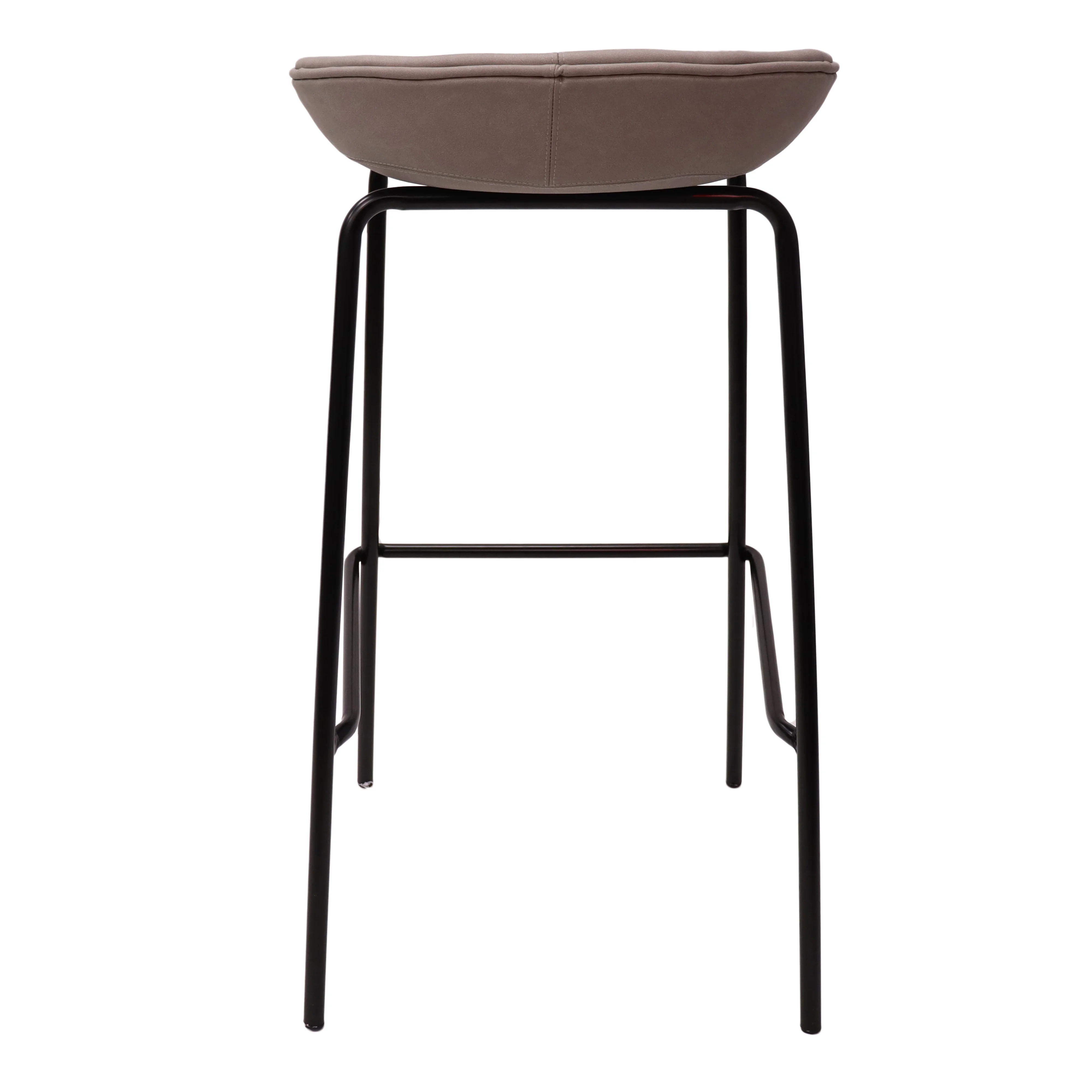Servos Modern Barstool with Upholstered Faux Leather Seat and Powder Coated Iron Frame in Light Grey