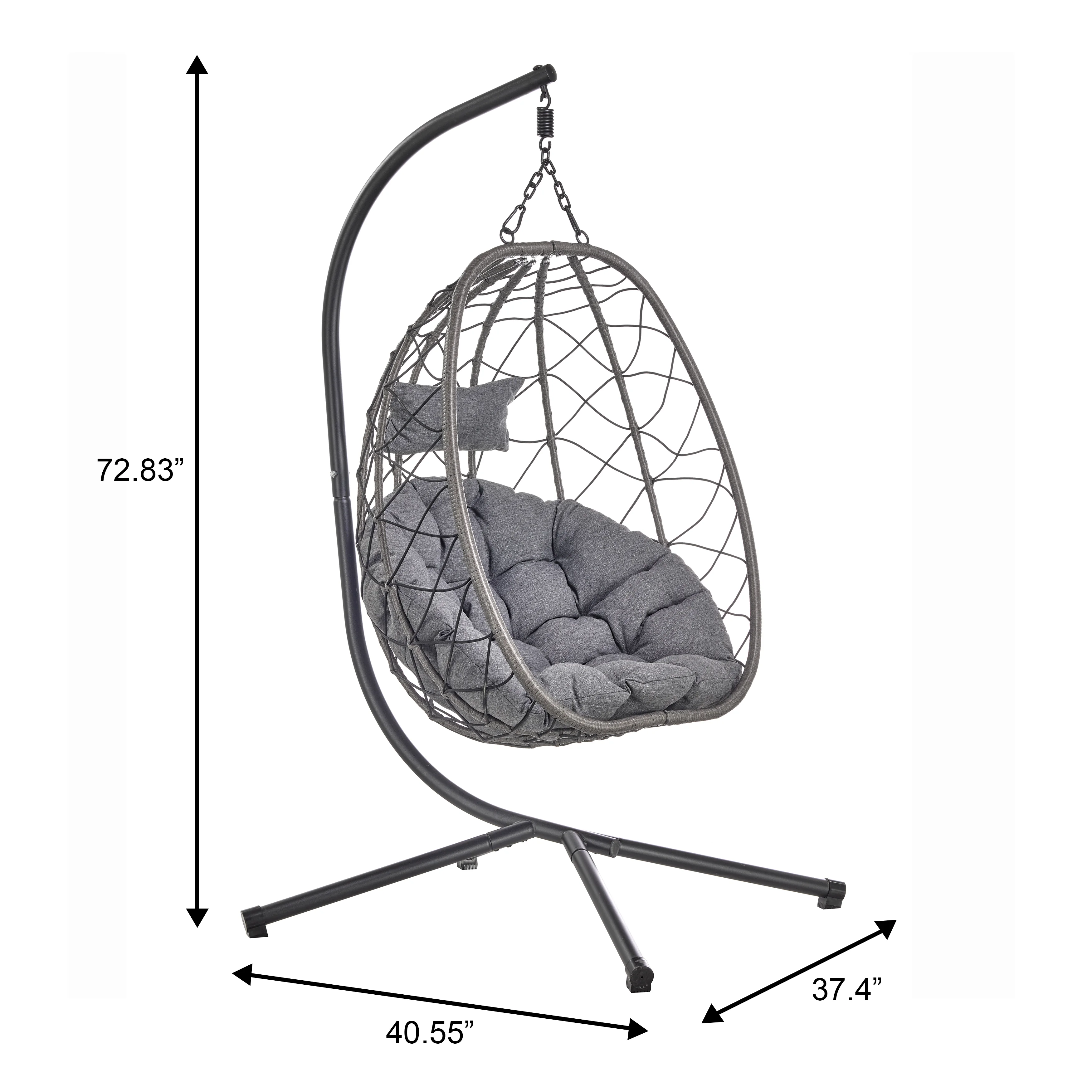 Summit Series Outdoor Egg Swing Chair In Black With CHarcoal Cushions