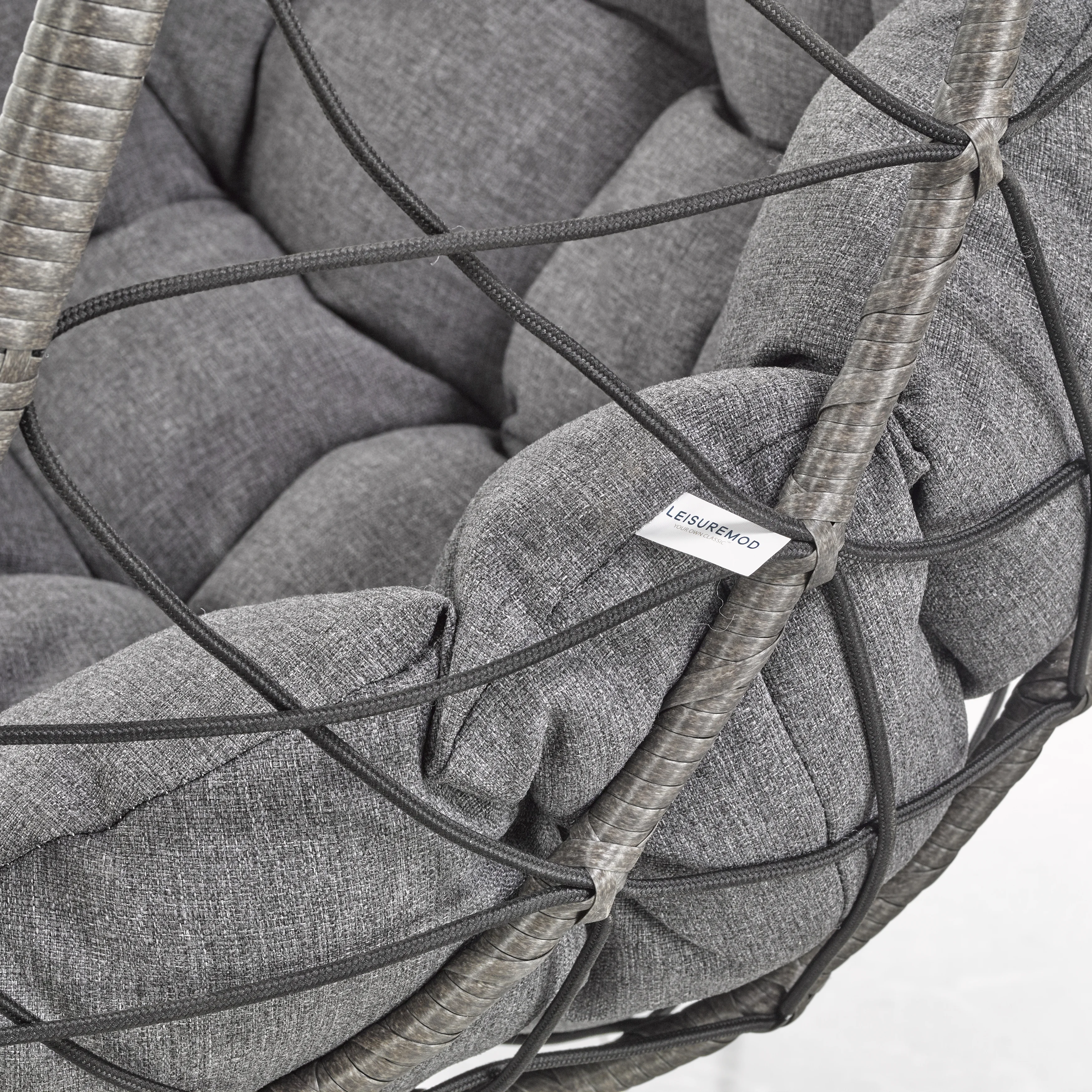 Summit Series Outdoor Egg Swing Chair In Black With CHarcoal Cushions