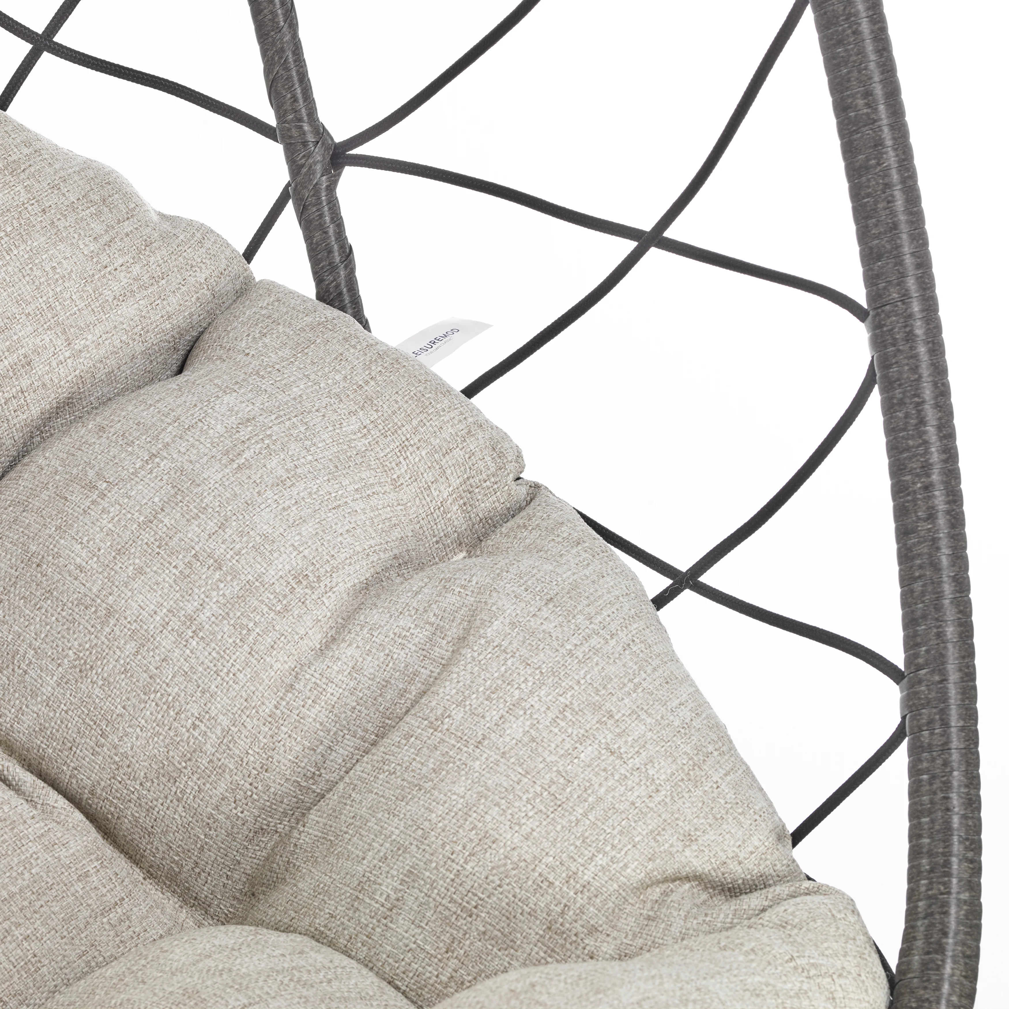 Summit Series Outdoor Egg Swing Chair In Black With Light Brown Cushions