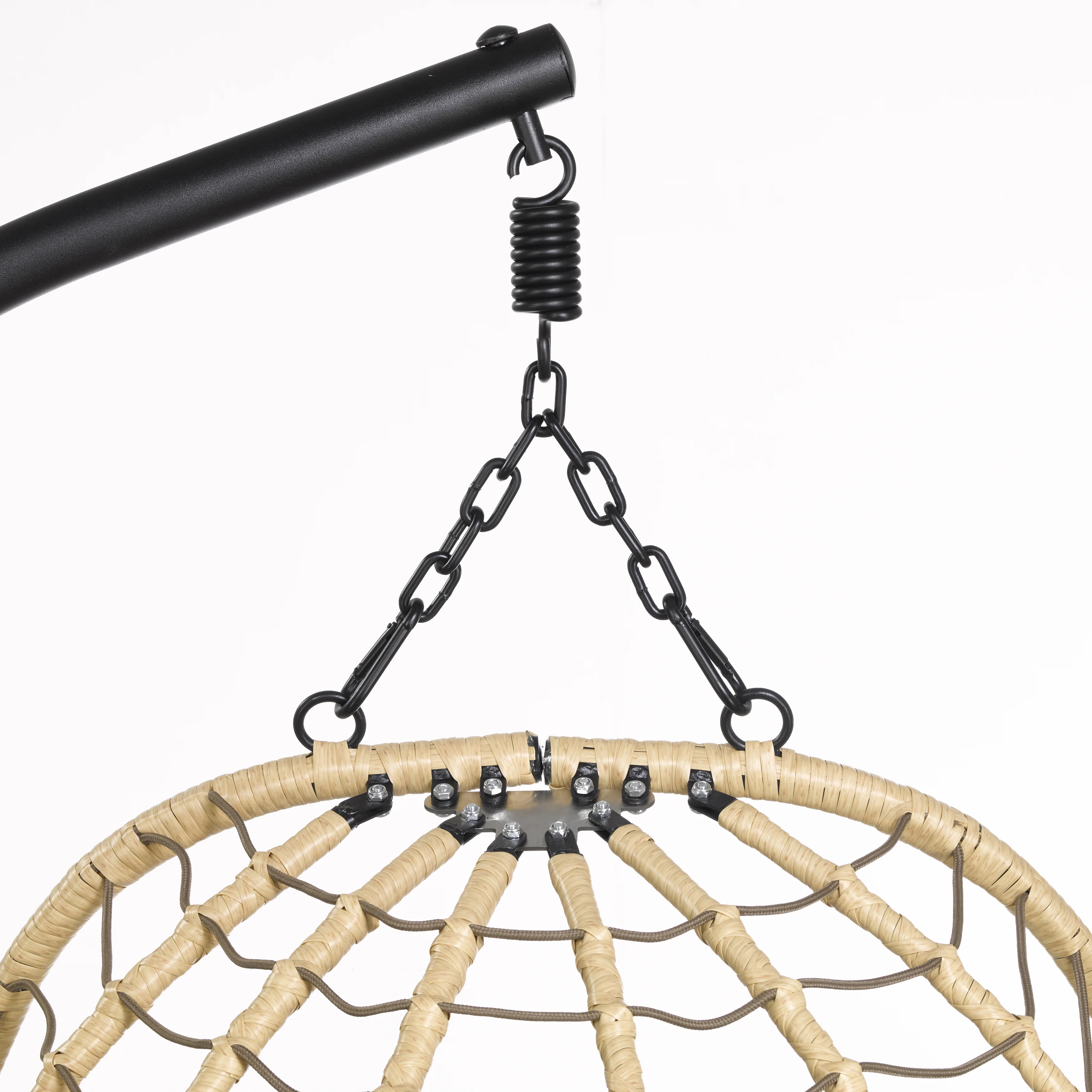 Summit Series Outdoor Egg Swing Chair In Brwon With Beige Cushions