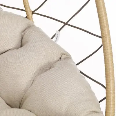 Summit Series Outdoor Egg Swing Chair In Brwon With Beige Cushions