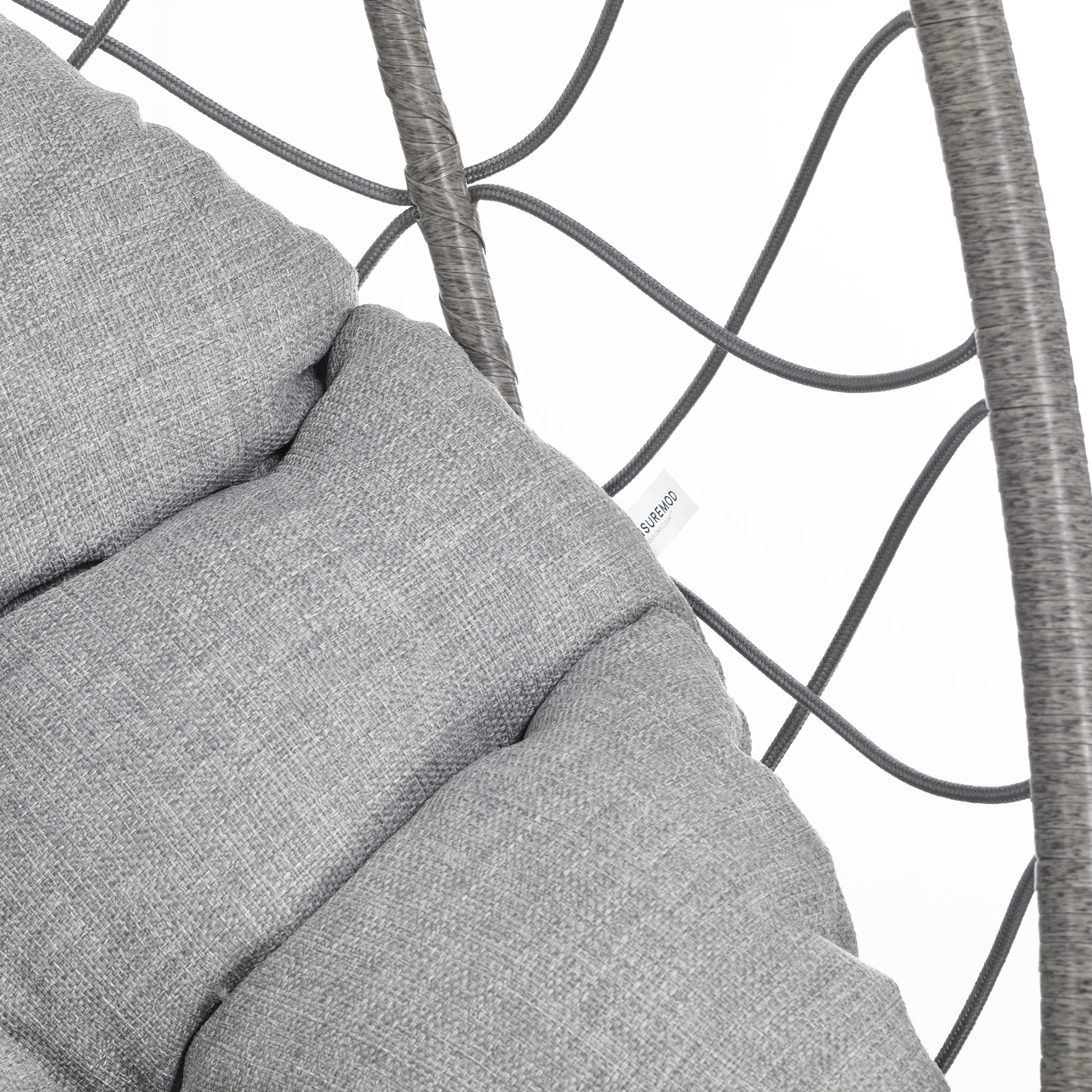 Summit Series Outdoor Egg Swing Chair In Grey With Light Grey Cushions