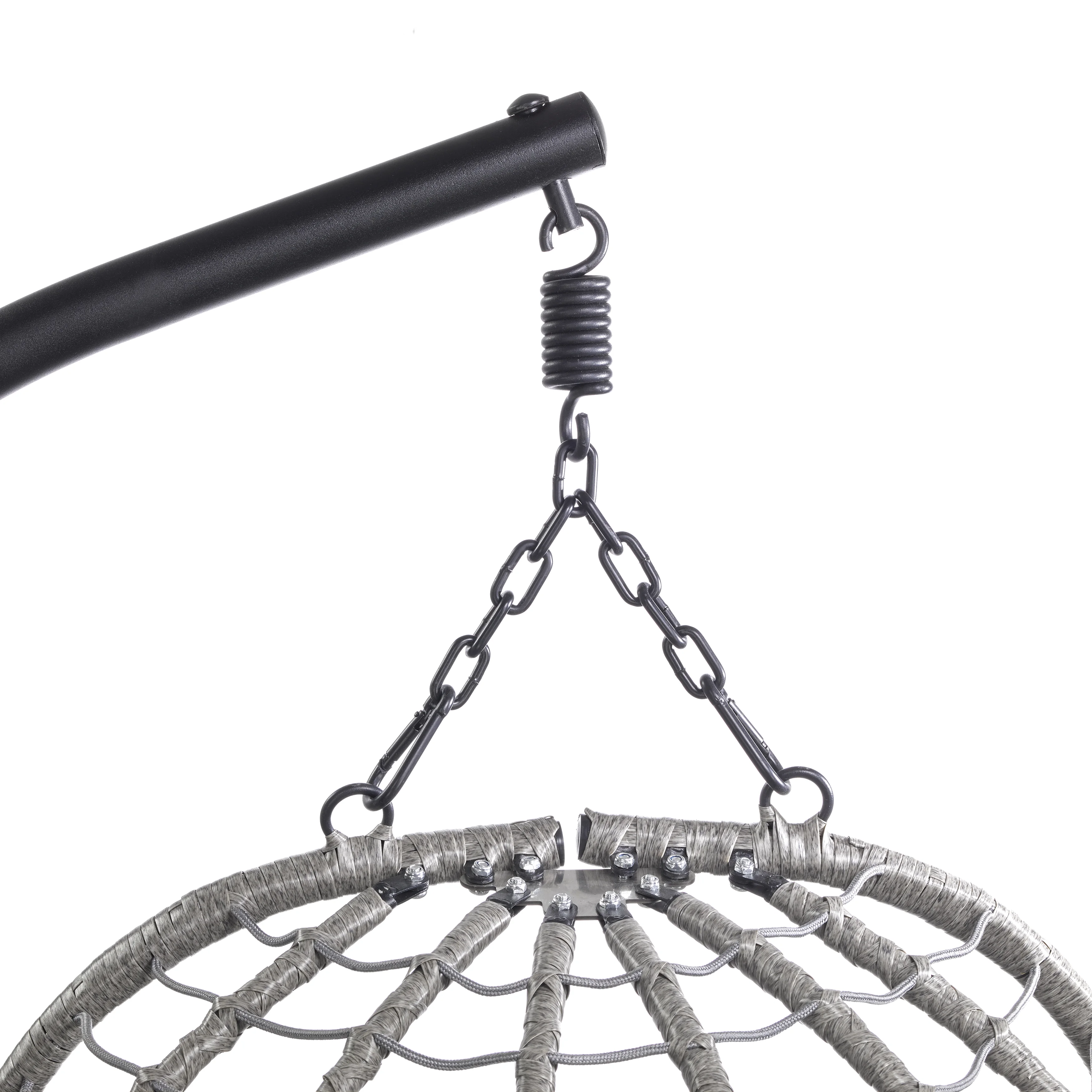 Summit Series Outdoor Egg Swing Chair In Grey With Light Grey Cushions