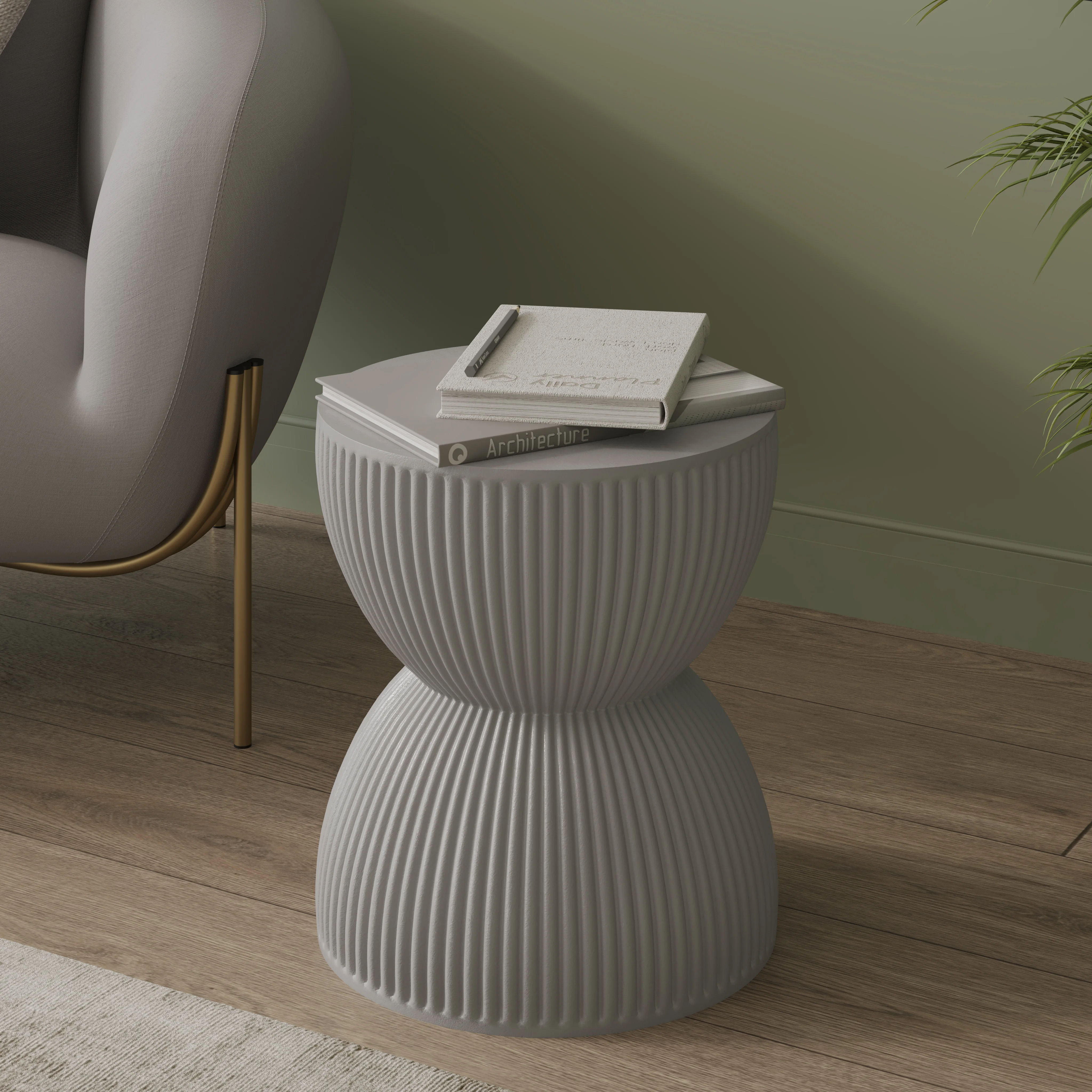 Modern Side End Table Spire Series In Grey