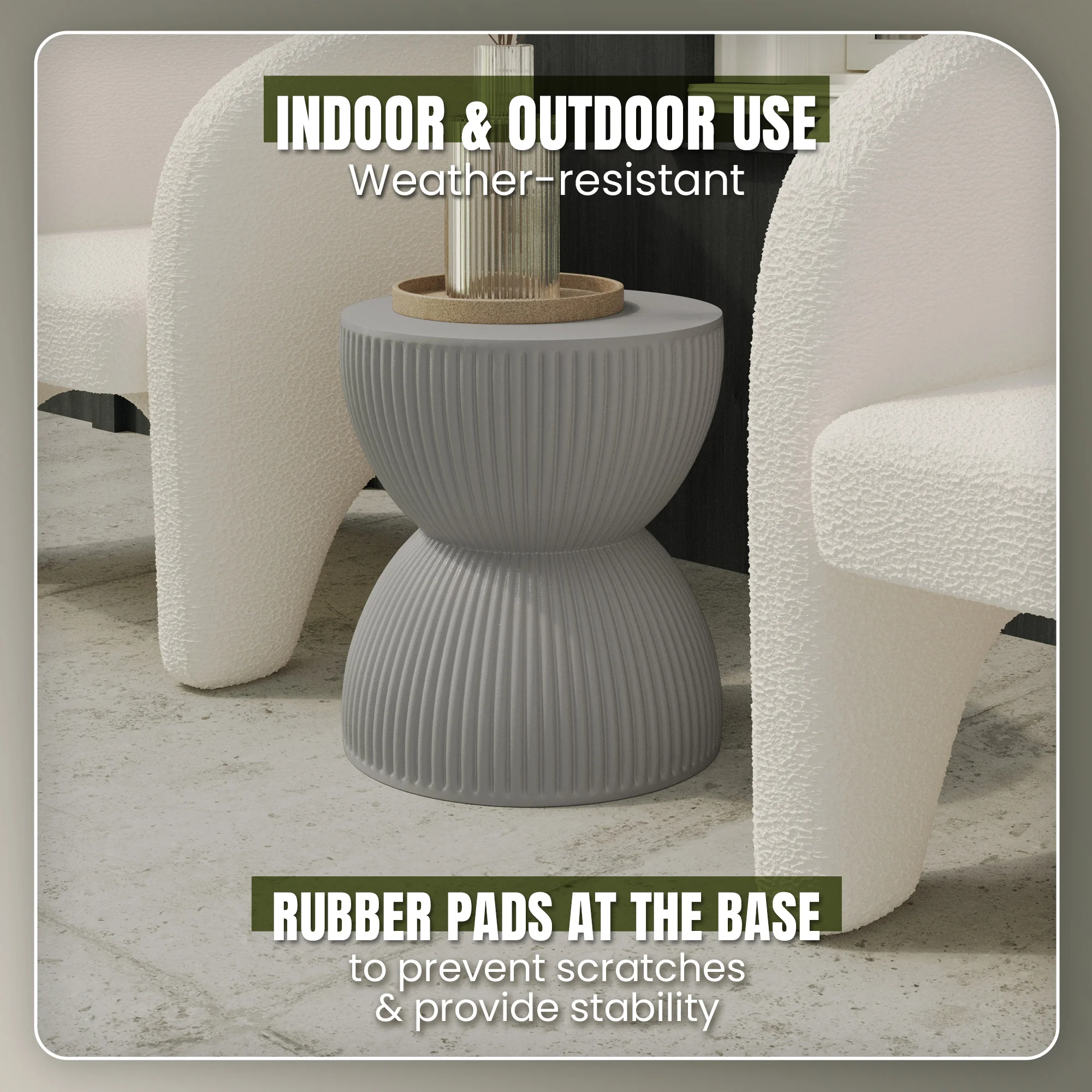 Modern Side End Table Spire Series In Grey